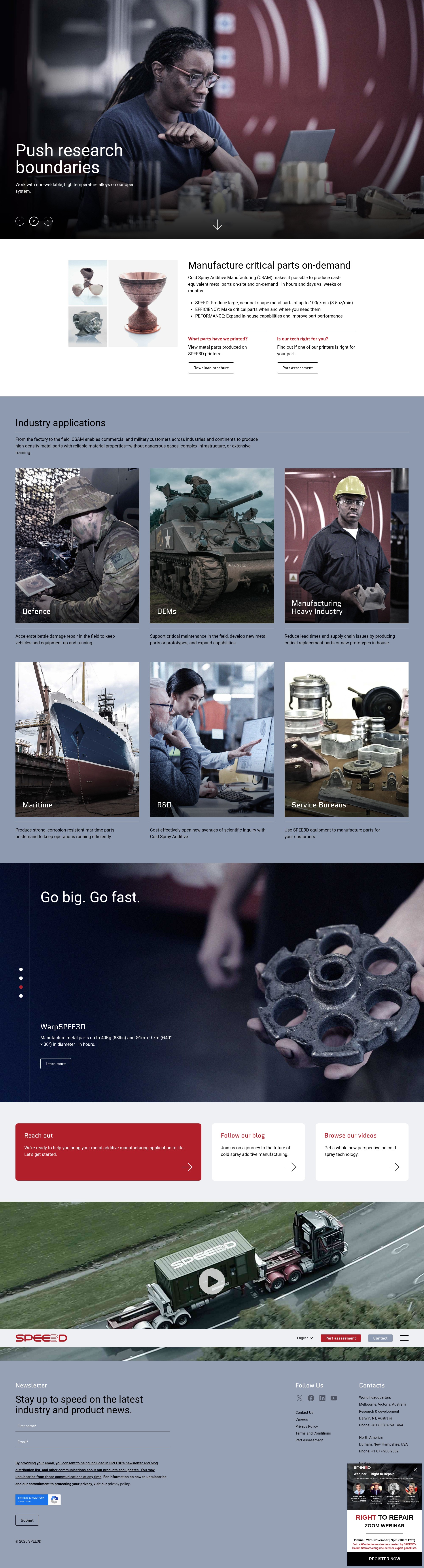 Screenshot of spee3d.com