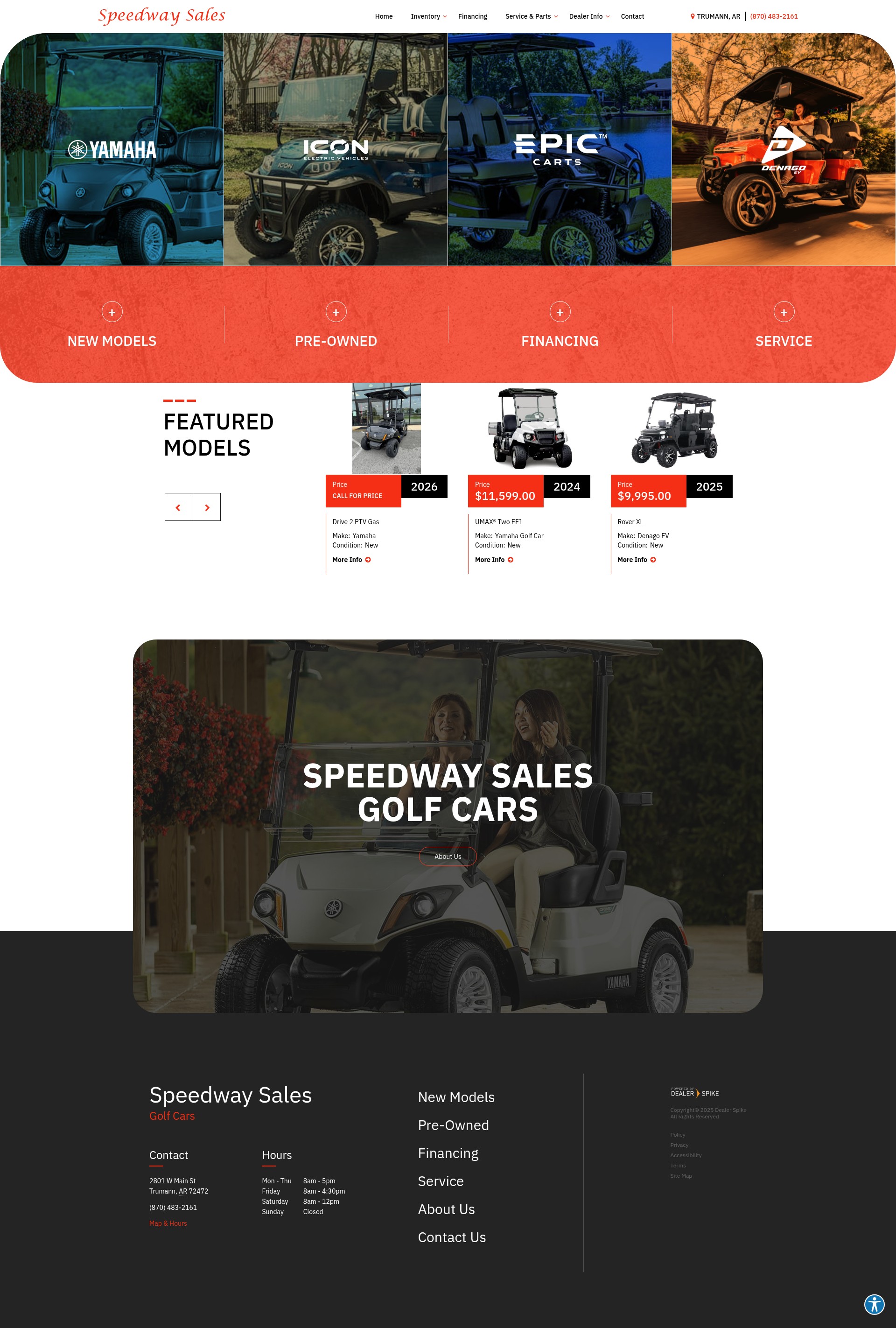 Screenshot of speedwaysalesgolfcars.com