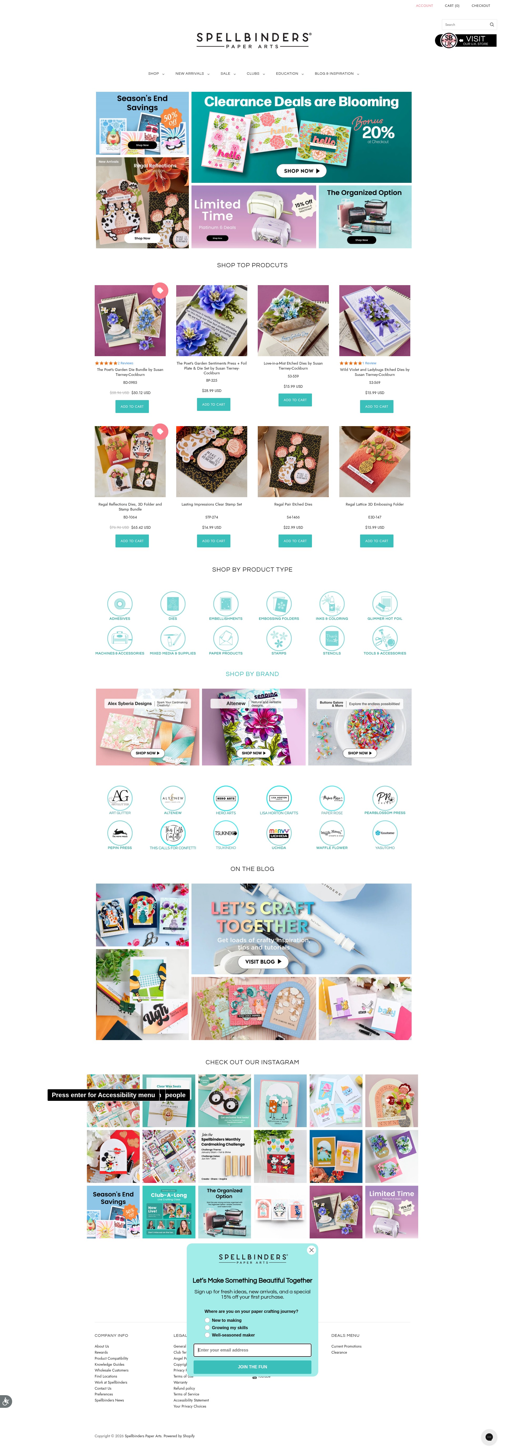 Screenshot of spellbinderspaperarts.com