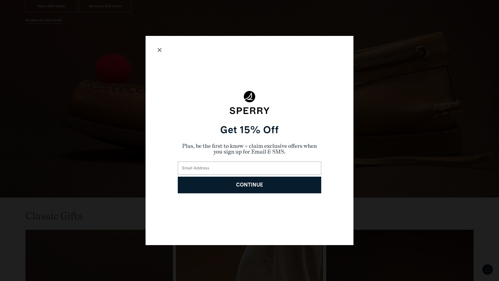 Screenshot of sperry.com