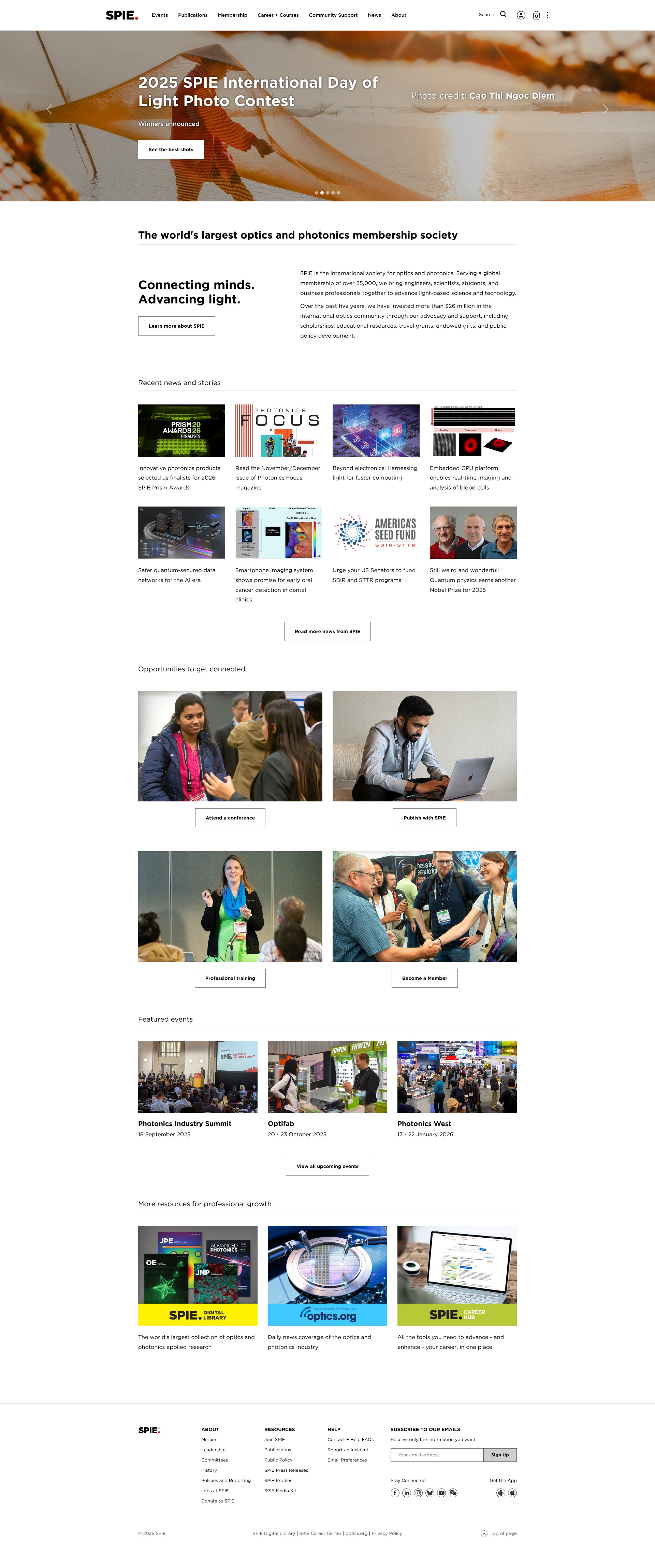 Screenshot of spie.org