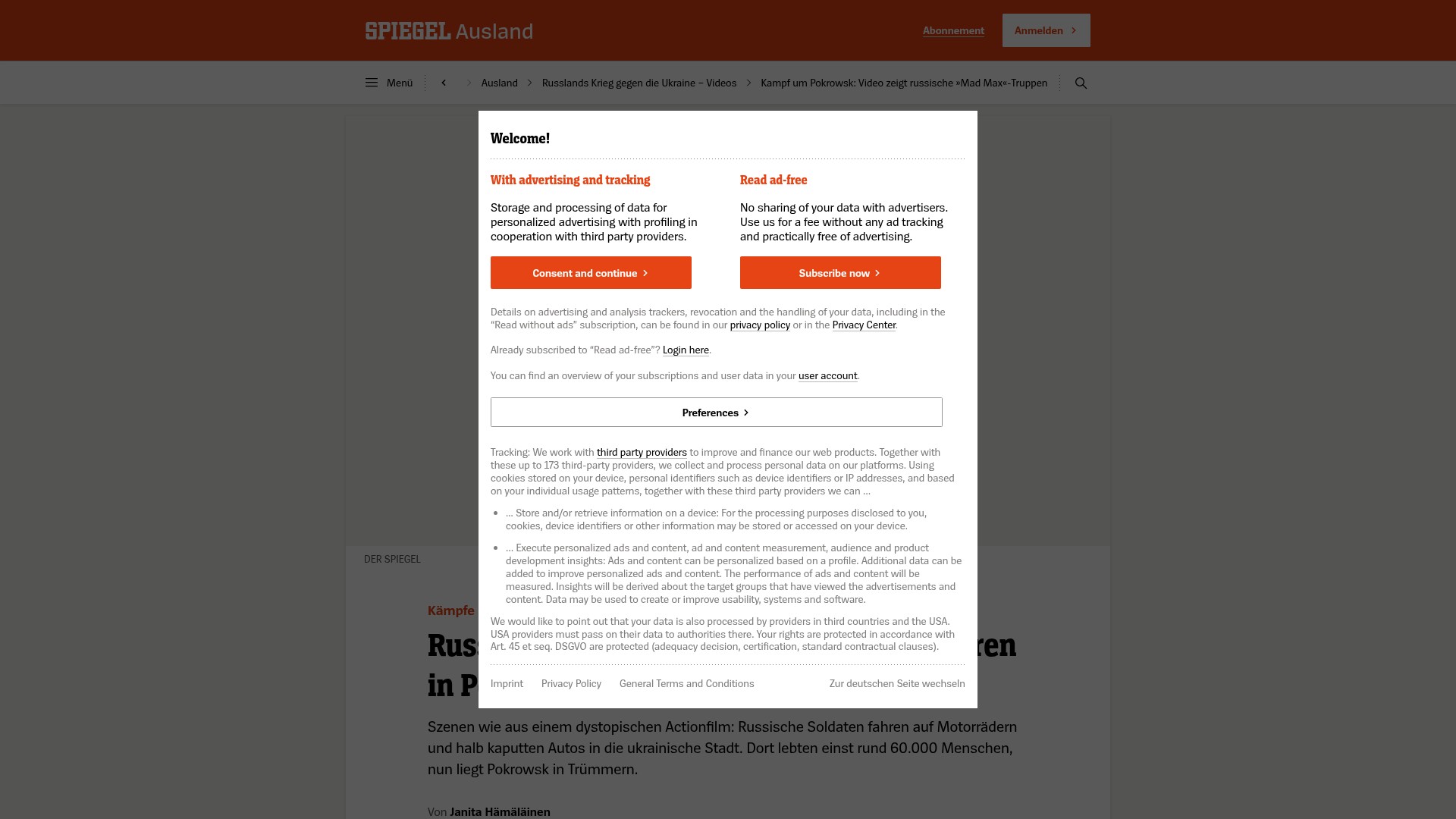Screenshot of spiegel.de