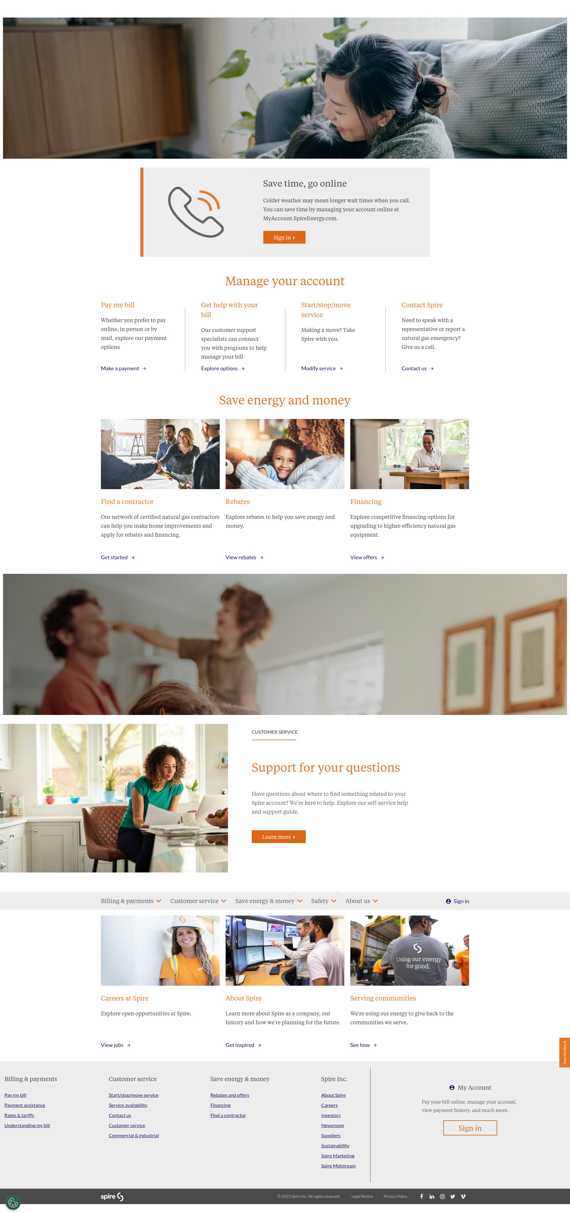 Screenshot of spireenergy.com