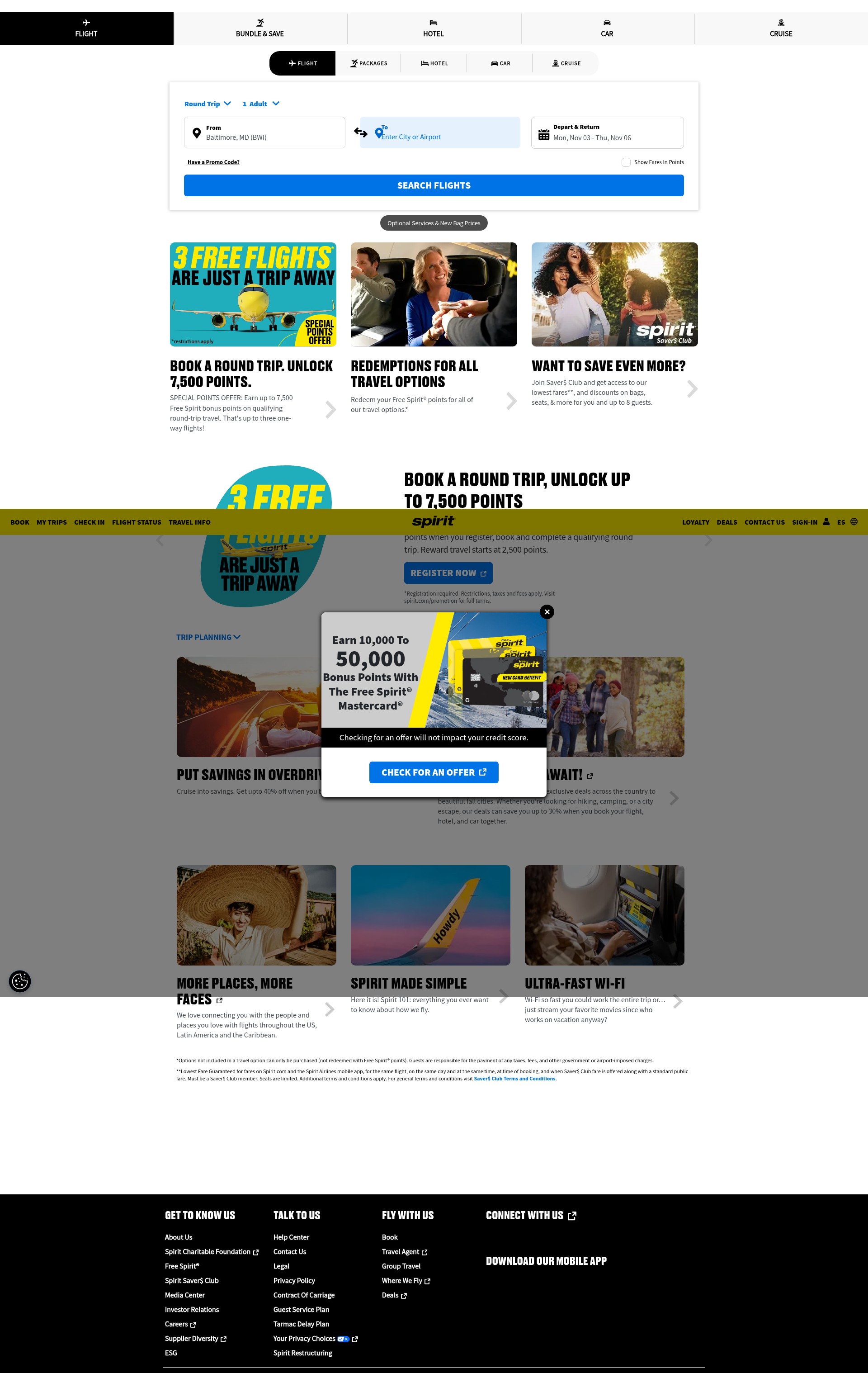 Screenshot of spirit.com