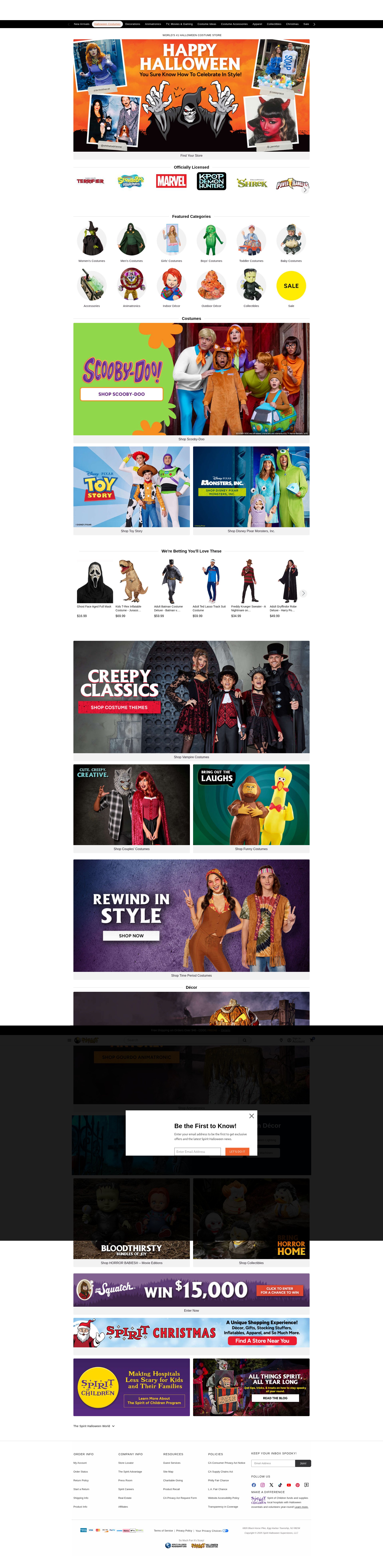 Screenshot of spirithalloween.com