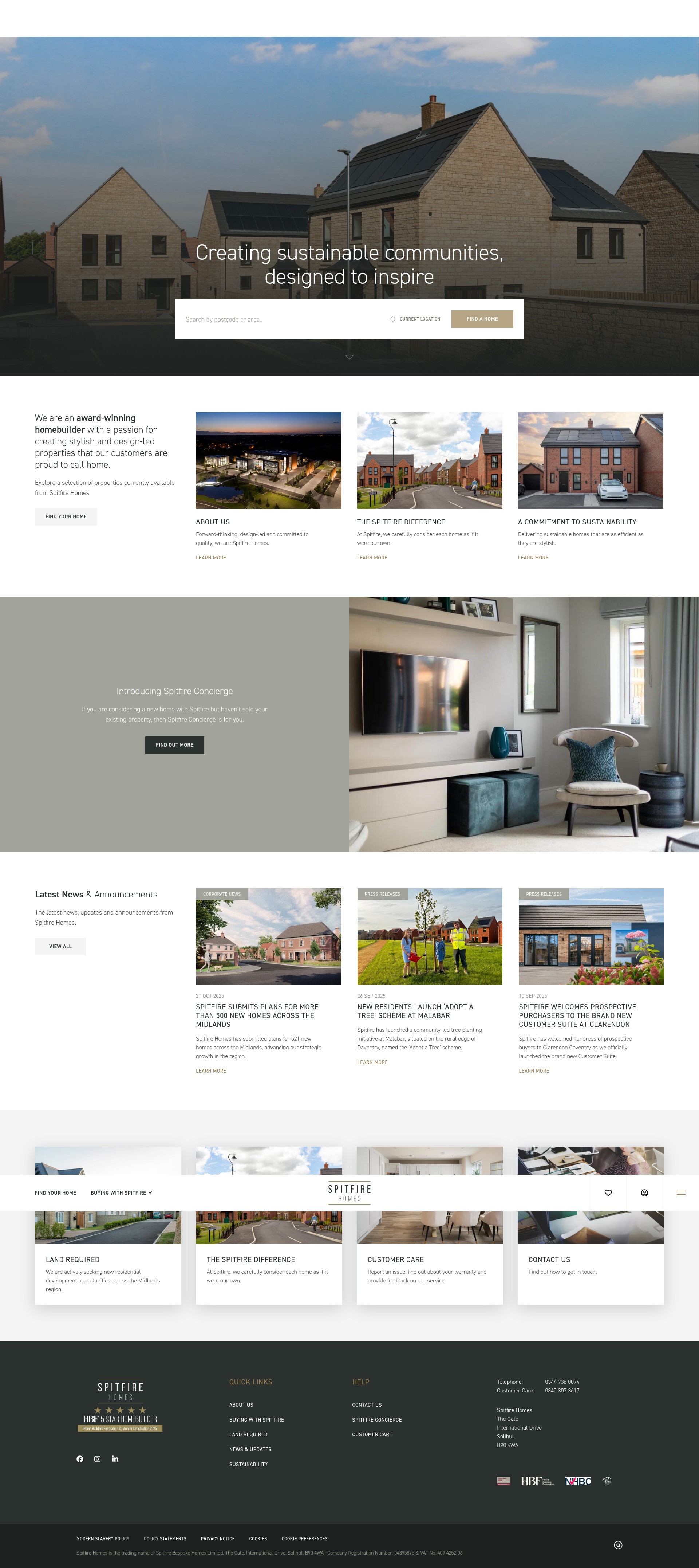 Screenshot of spitfirehomes.co.uk