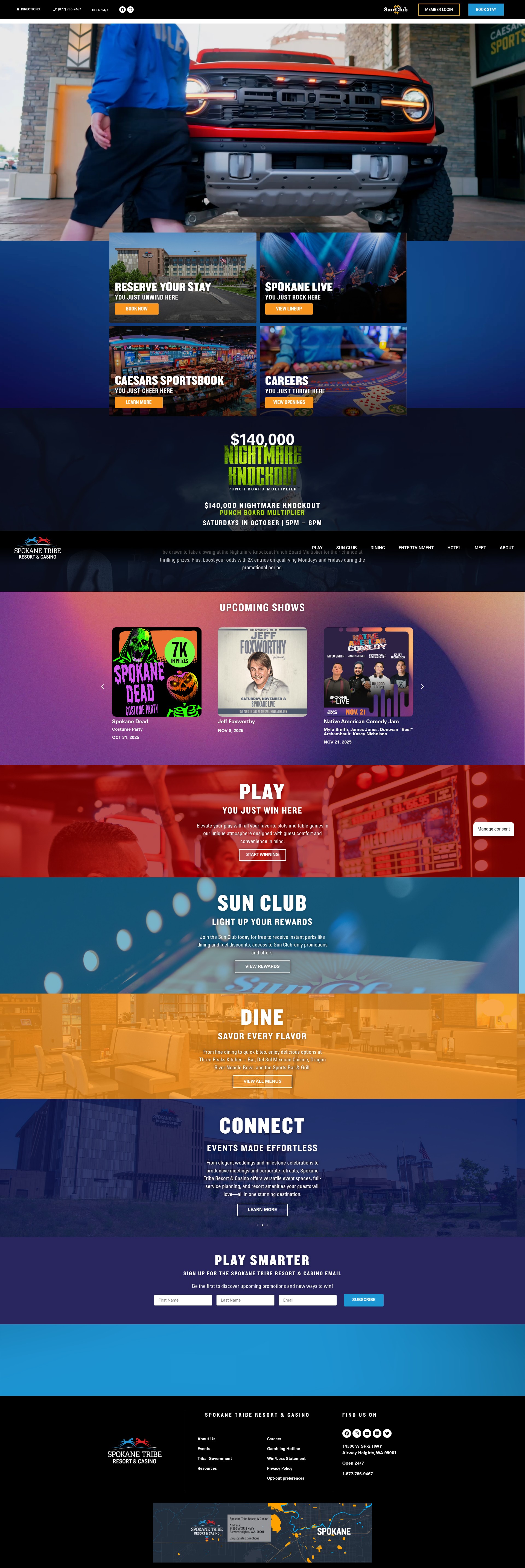 Screenshot of spokanetribecasino.com