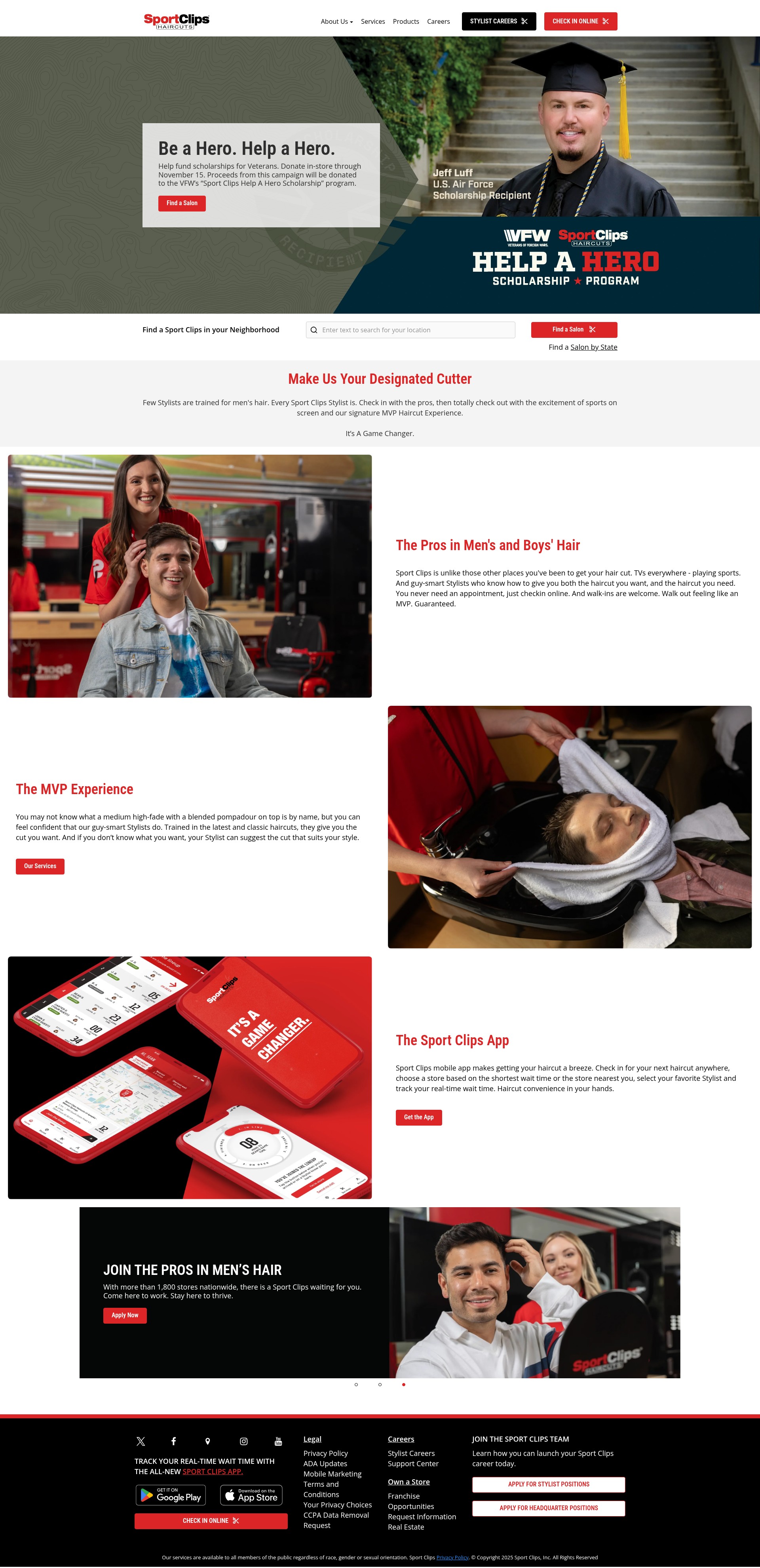 Screenshot of sportclips.com