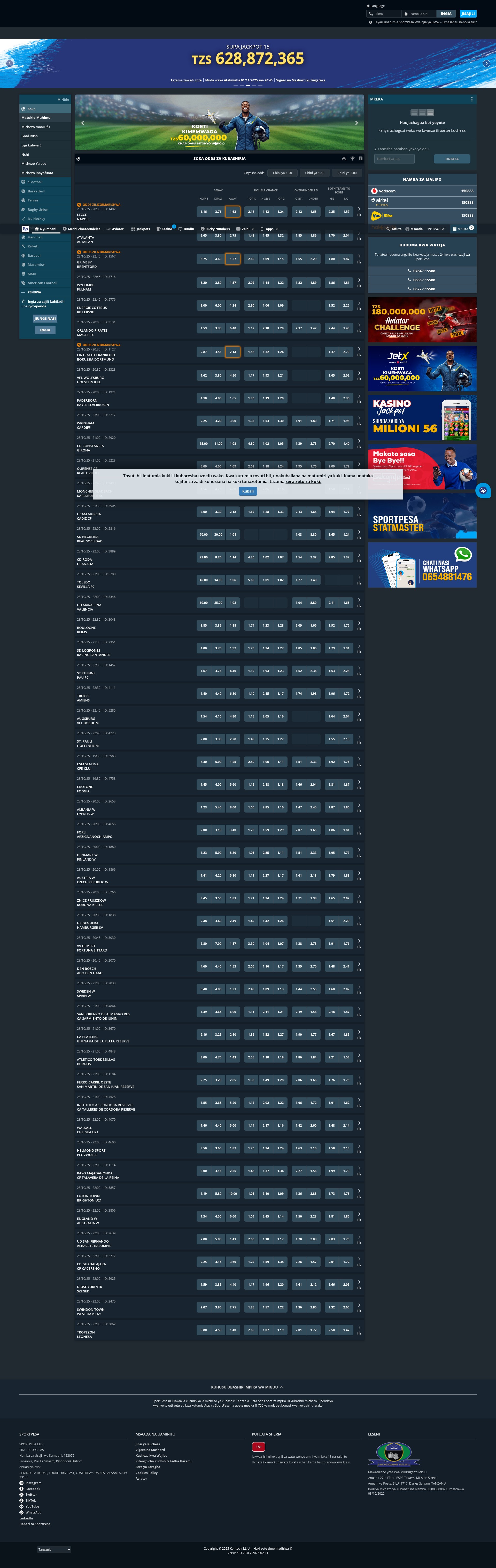 Screenshot of sportpesa.co.tz
