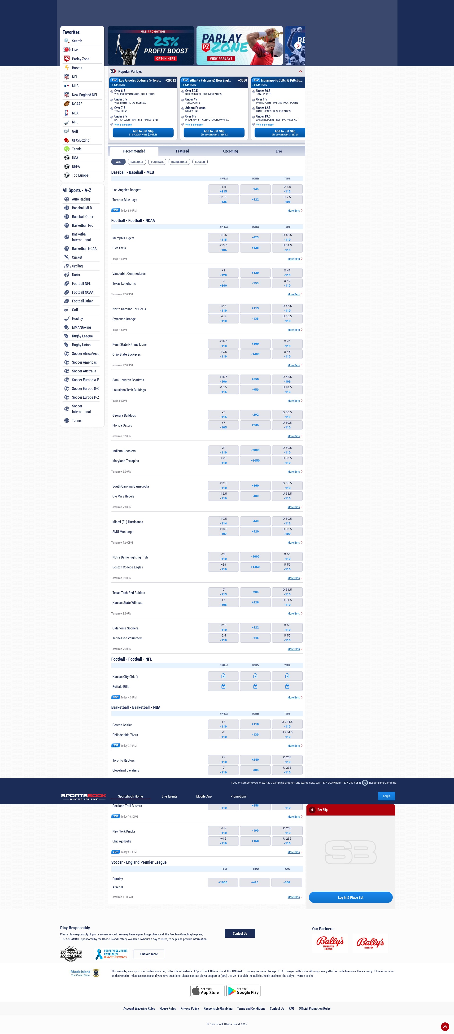 Screenshot of sportsbetrhodeisland.com