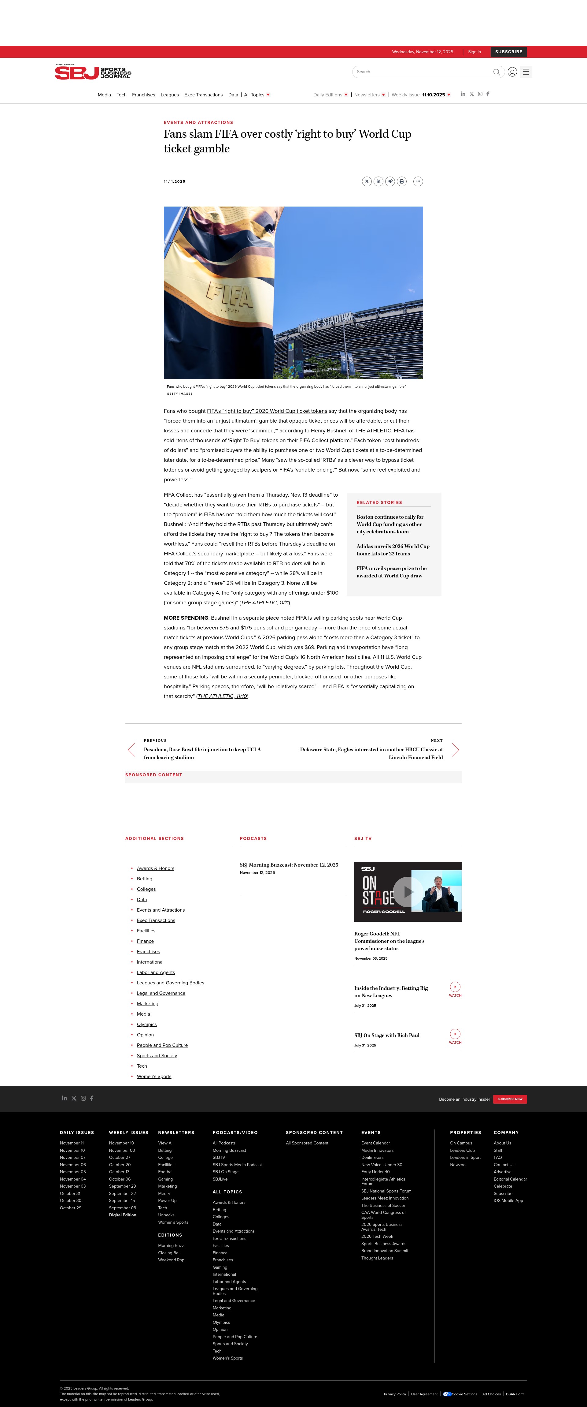 Screenshot of sportsbusinessjournal.com