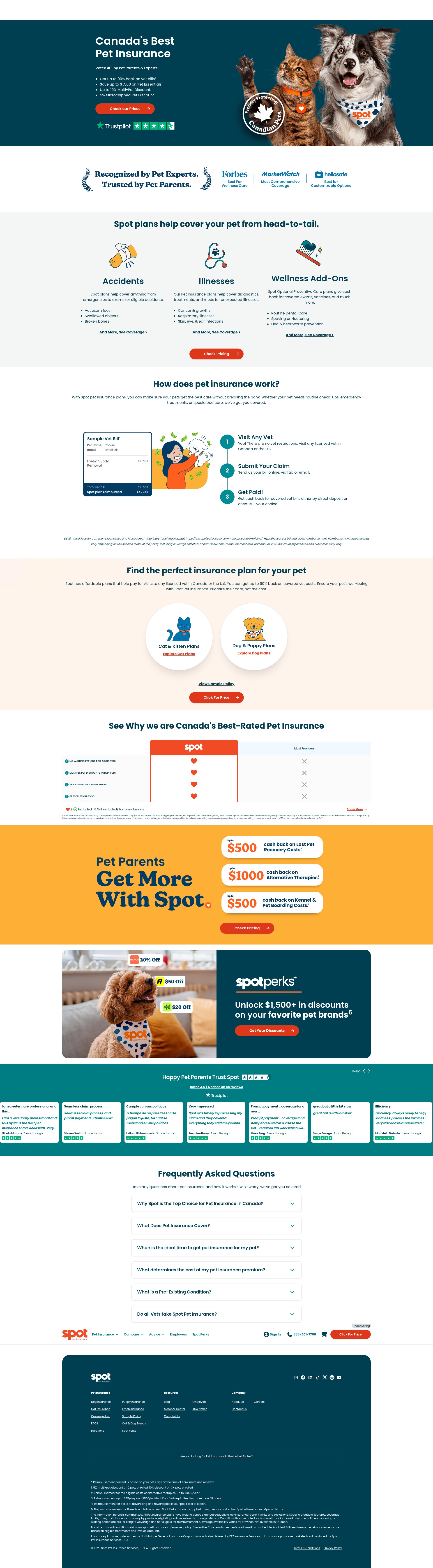 Screenshot of spotpetinsurance.ca