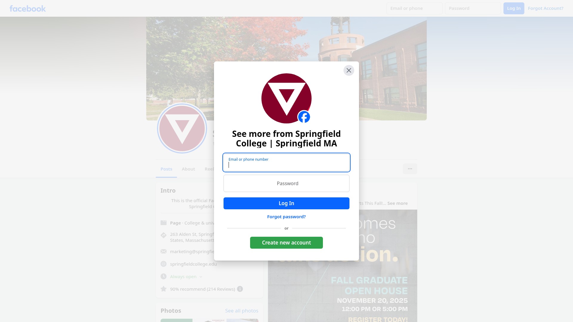 Screenshot of springfield.edu