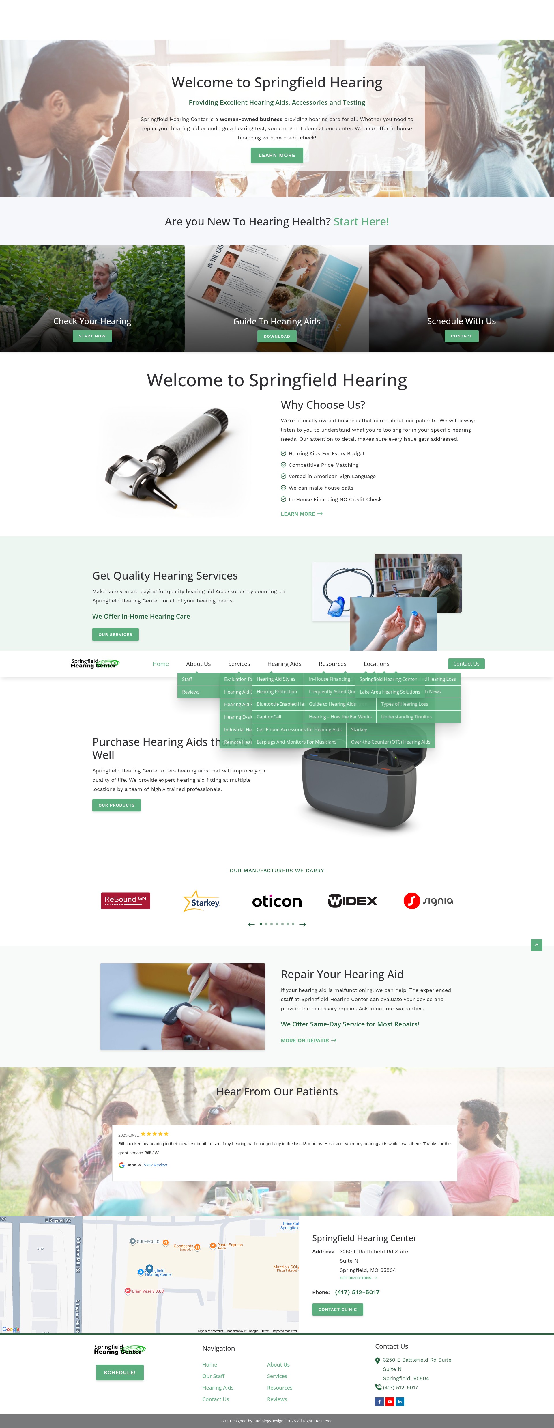 Screenshot of springfieldhearingcenter.com