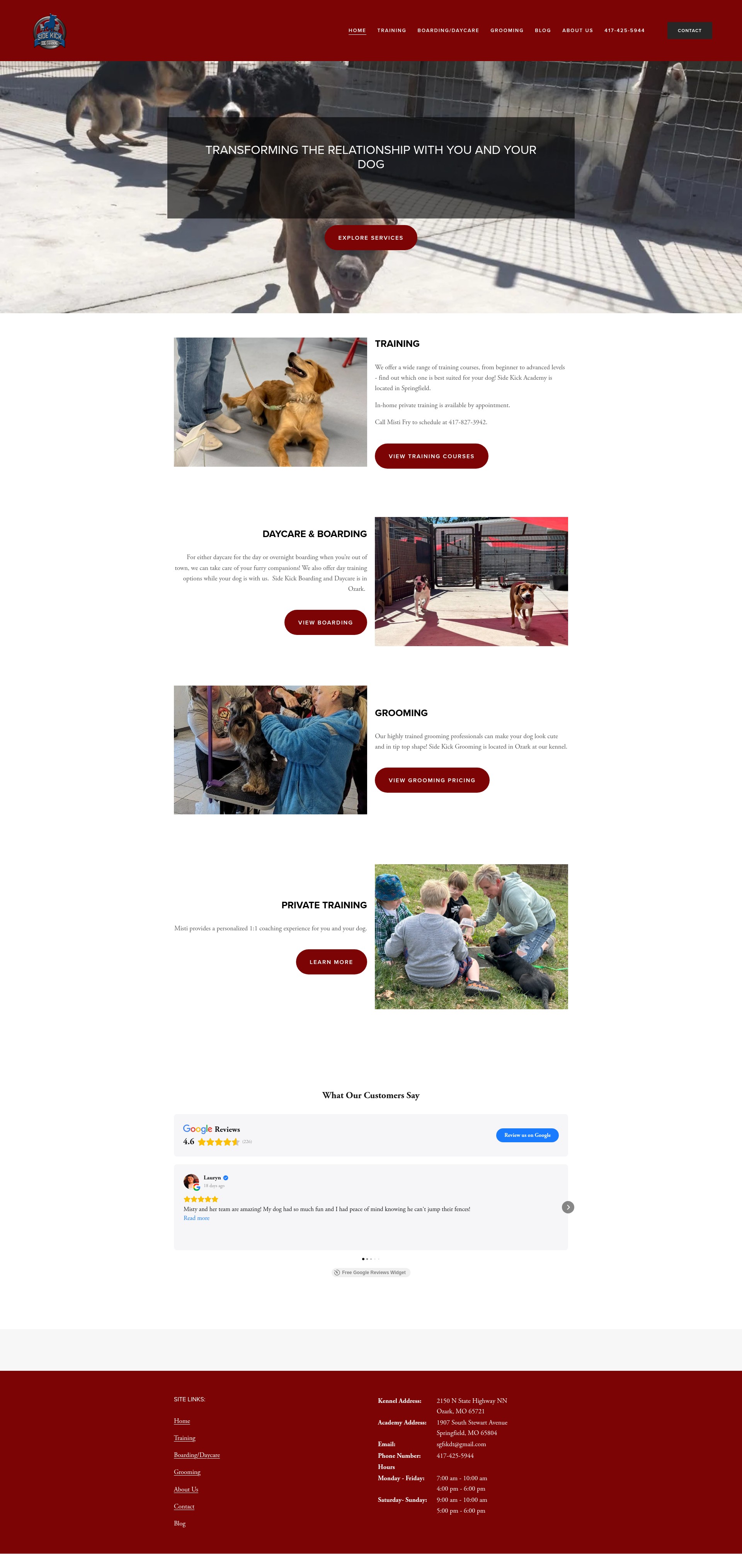 Screenshot of springfieldsidekickdogtraining.com