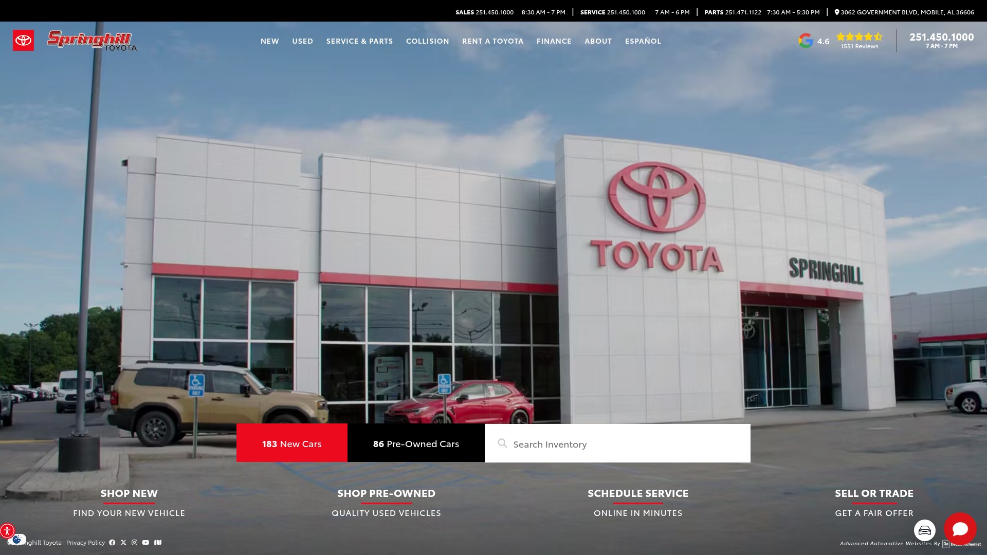 Screenshot of springhilltoyota.com