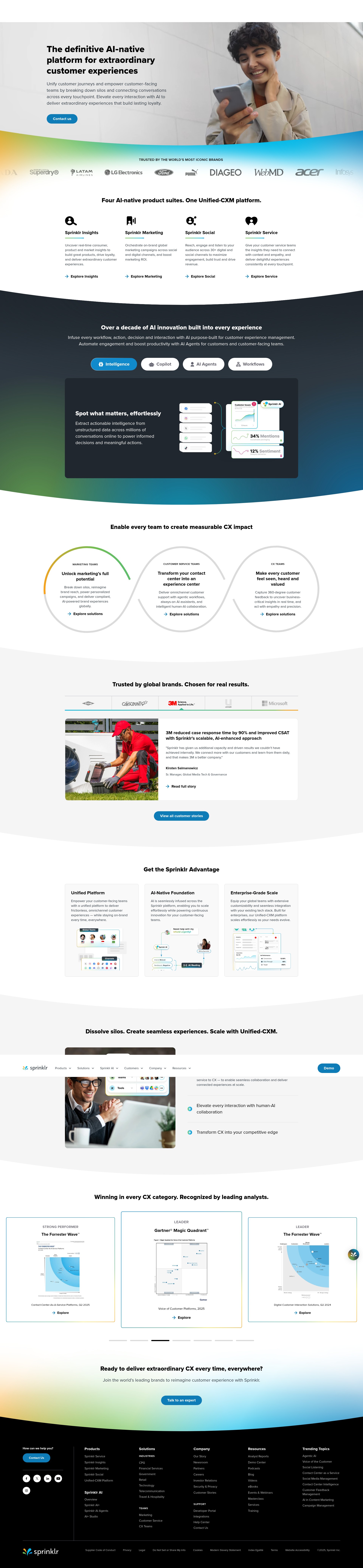 Screenshot of sprinklr.com