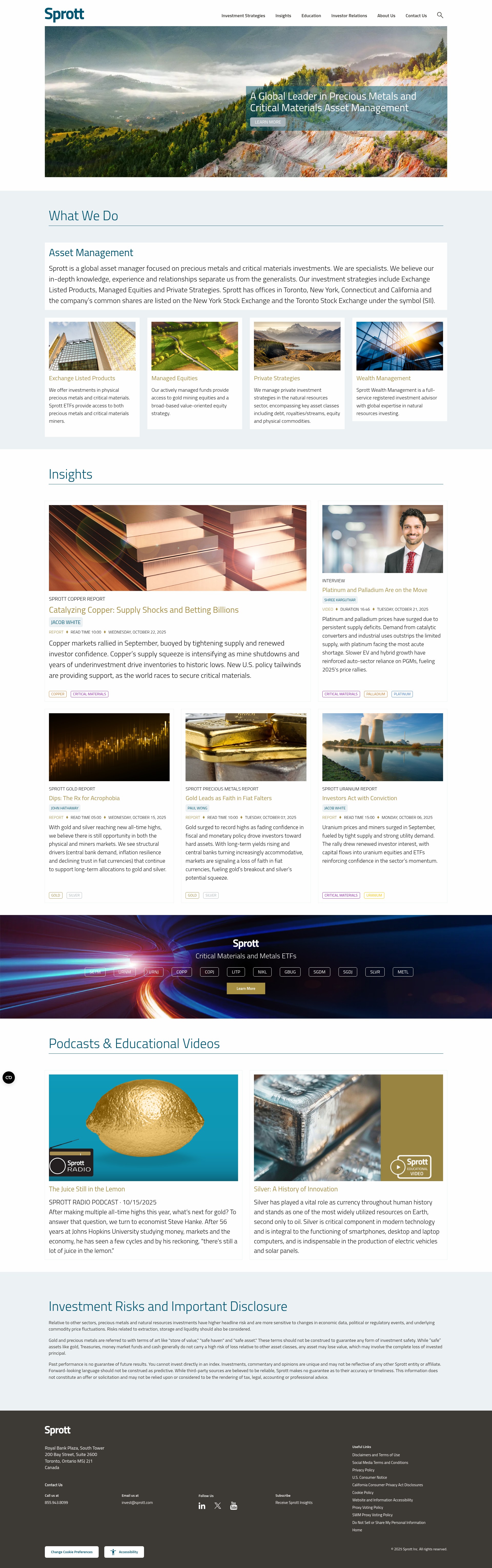 Screenshot of sprott.com