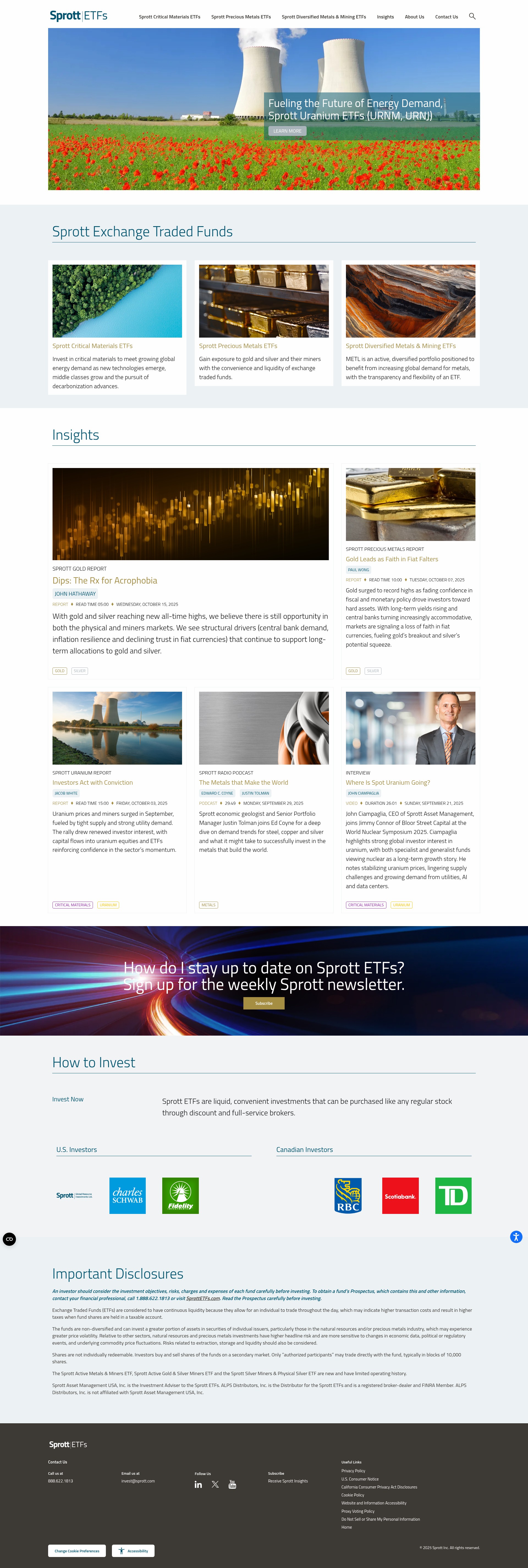 Screenshot of sprottetfs.com