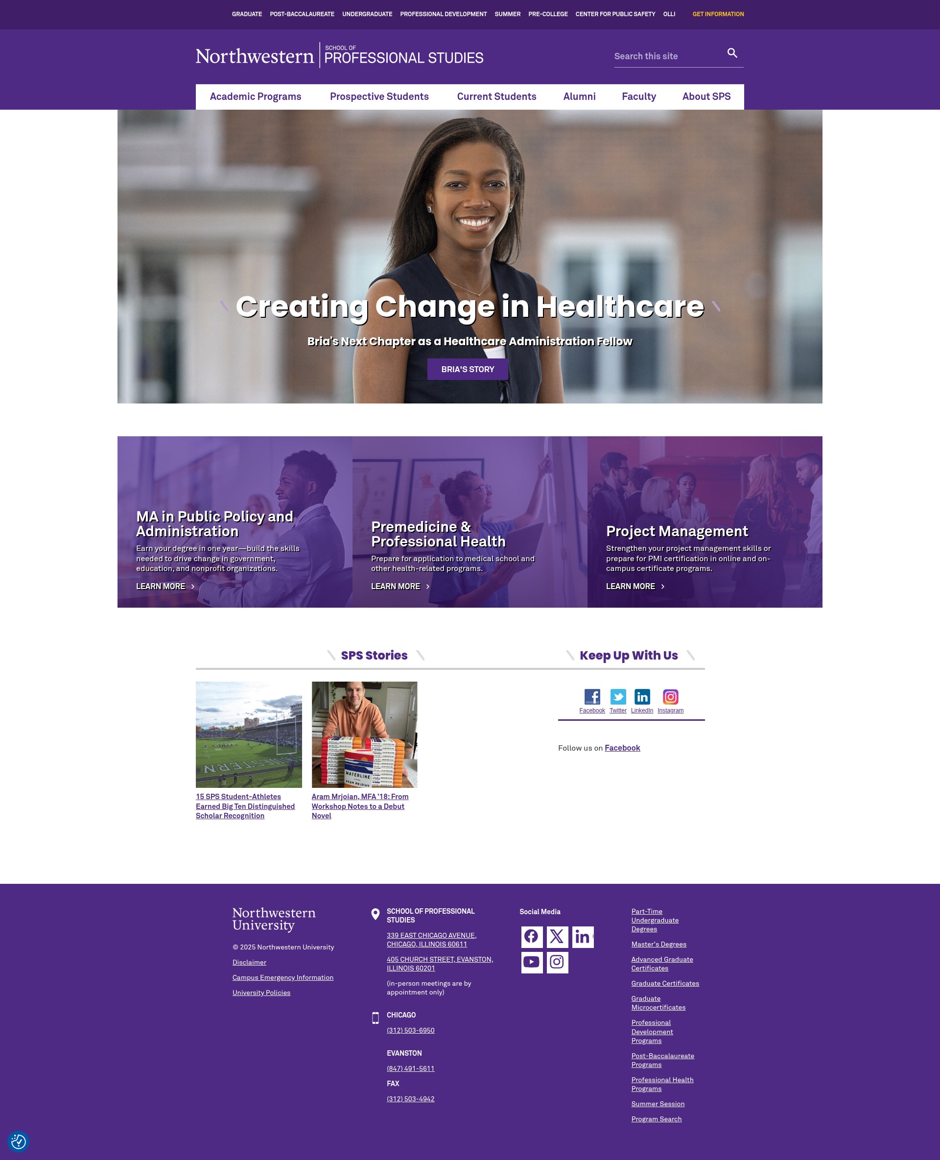 Screenshot of sps.northwestern.edu