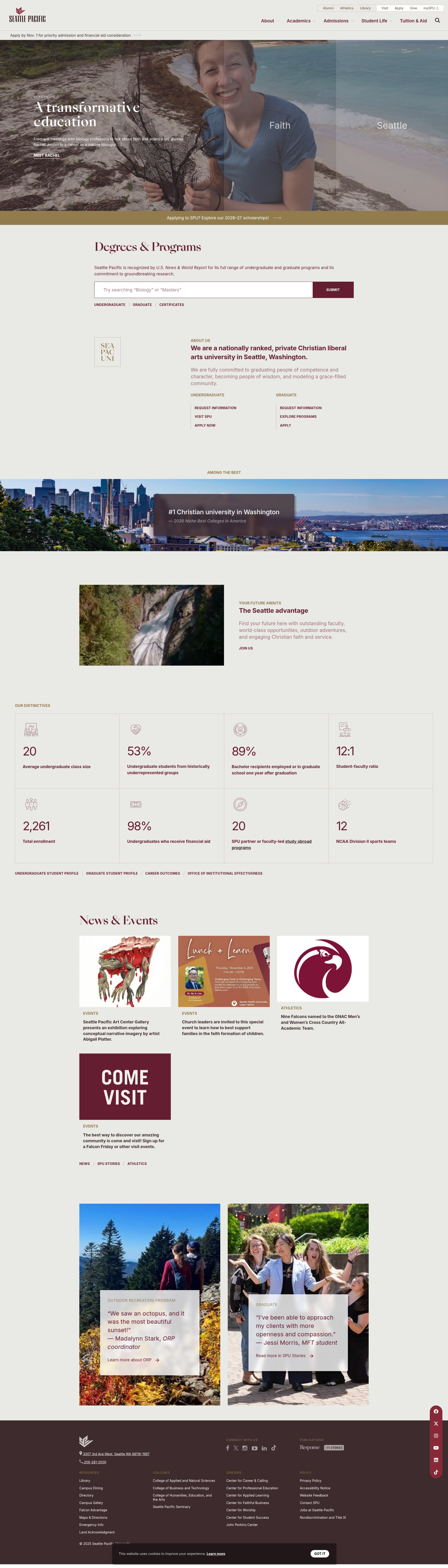 Screenshot of spu.edu