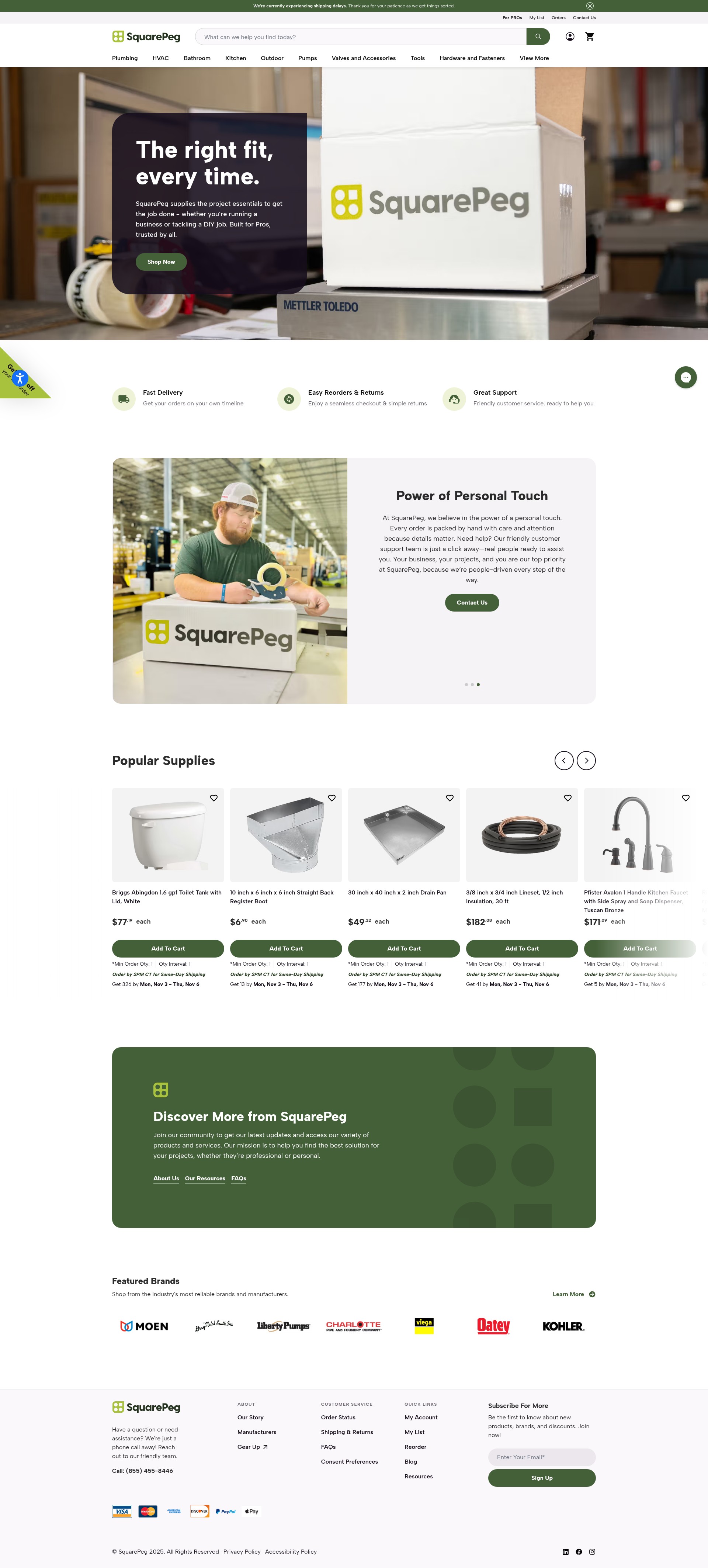 Screenshot of squarepegsupply.com