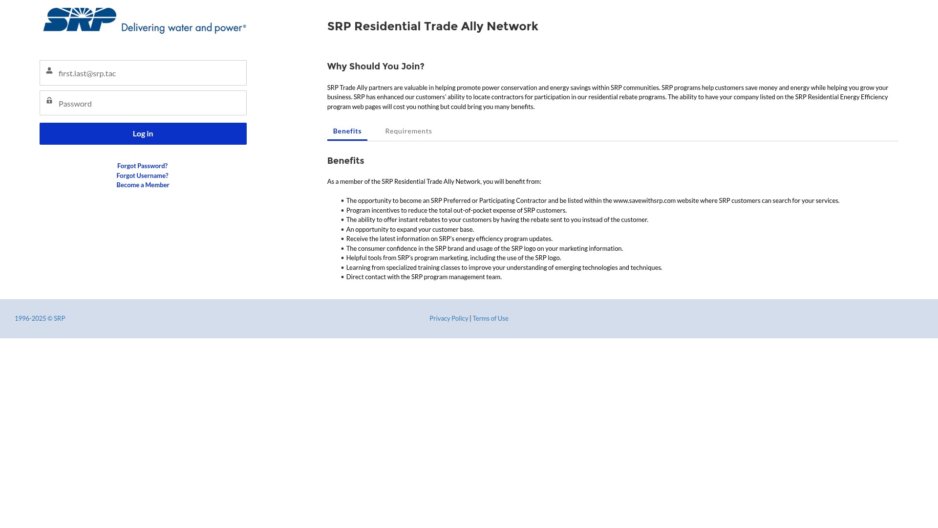 Screenshot of srptradeally.my.site.com