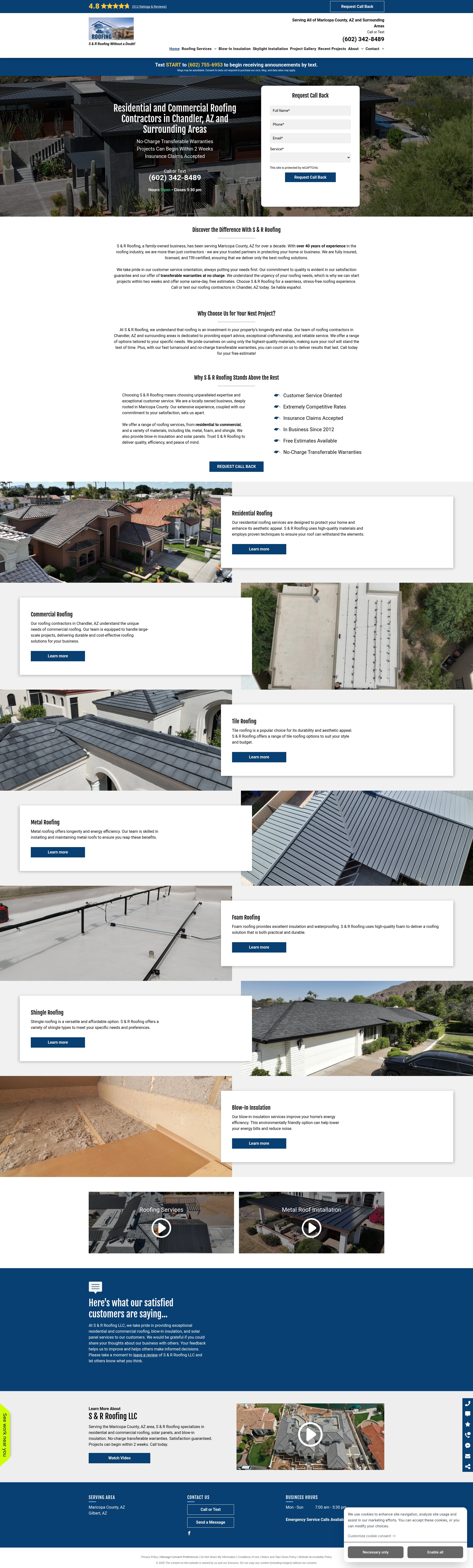 Screenshot of srroofingaz.com