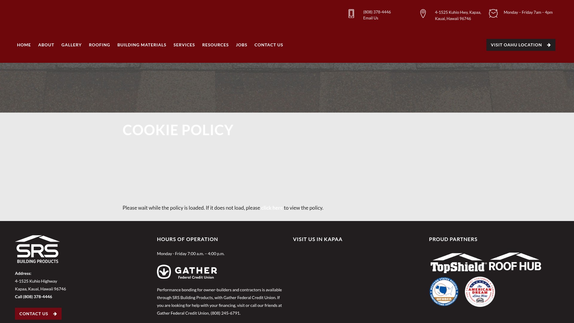 Screenshot of srsbuildingproductskauai.com