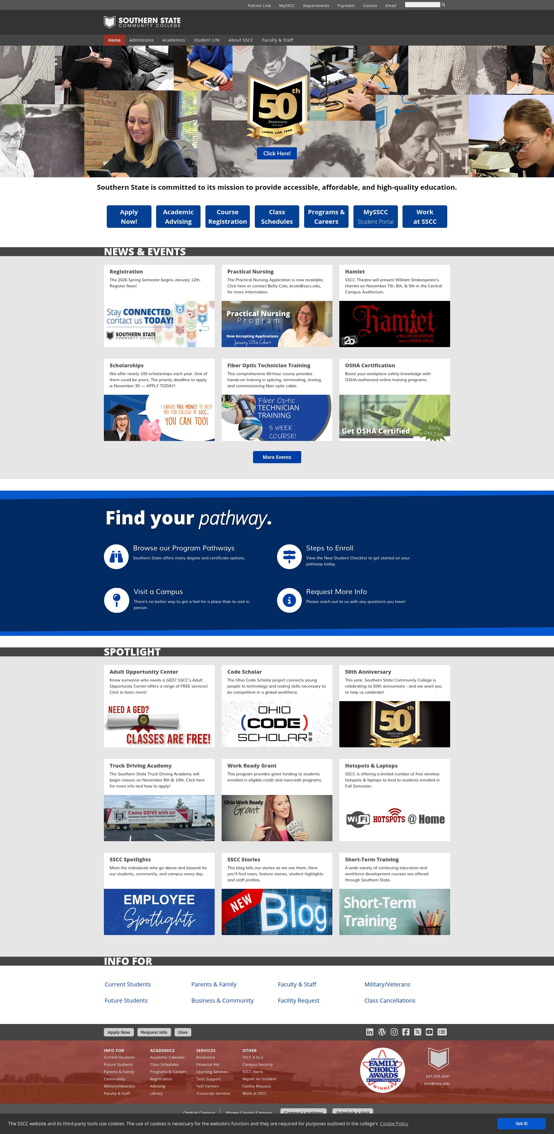 Screenshot of sscc.edu