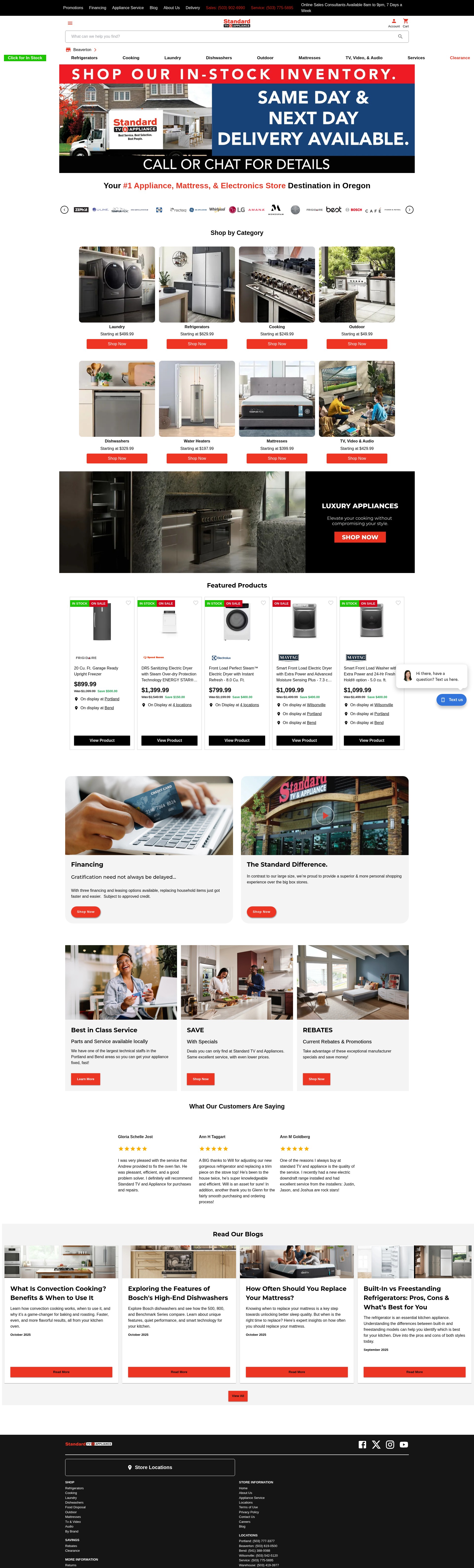 Screenshot of standardtvandappliance.com