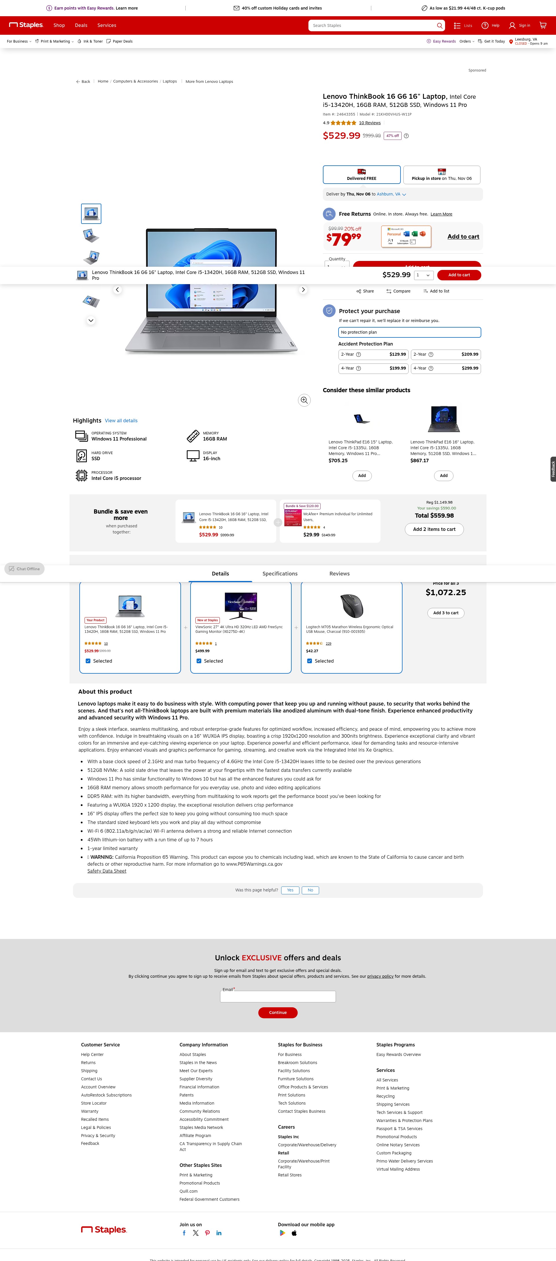 Screenshot of staples.com