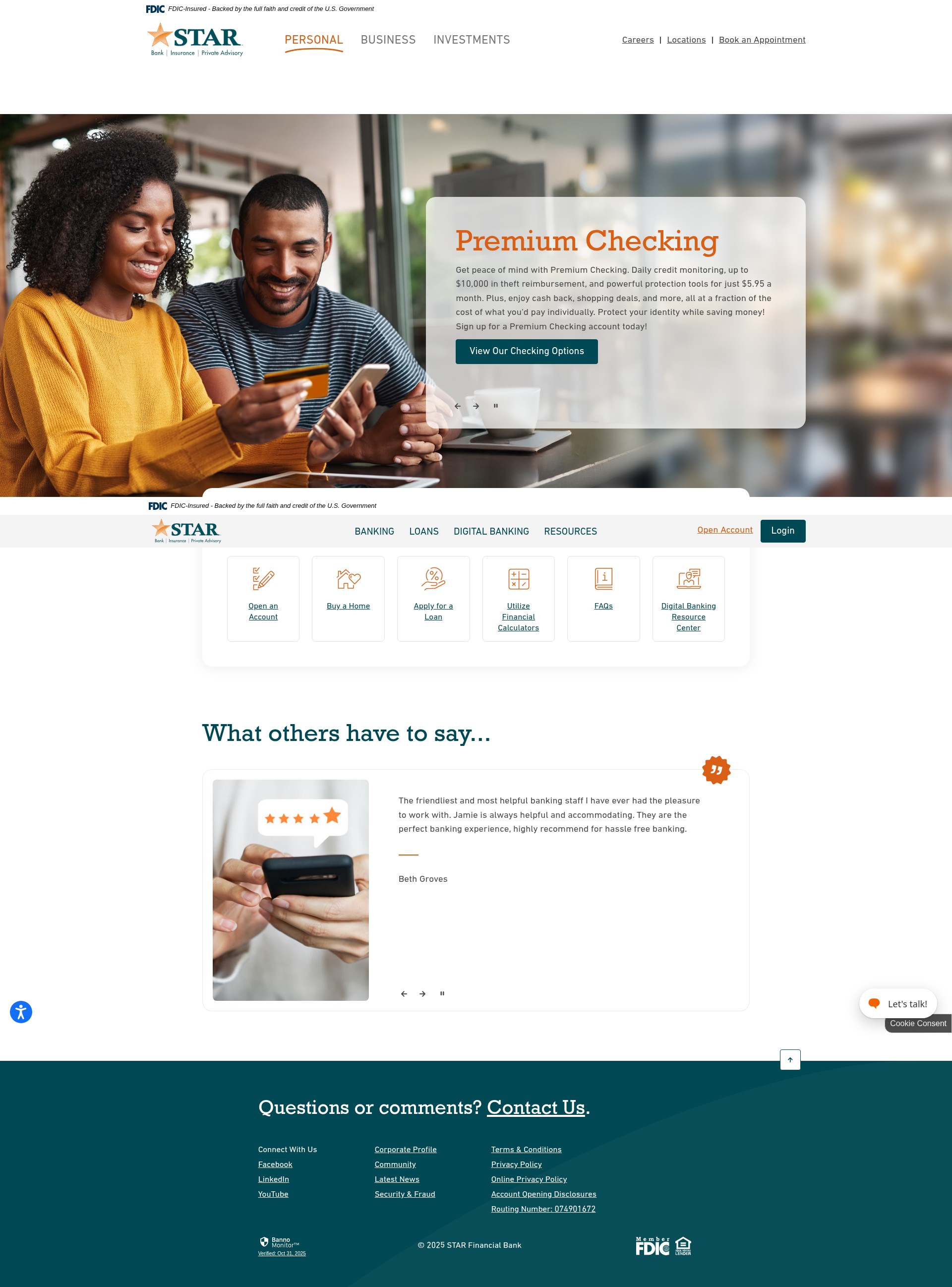 Screenshot of starfinancial.com