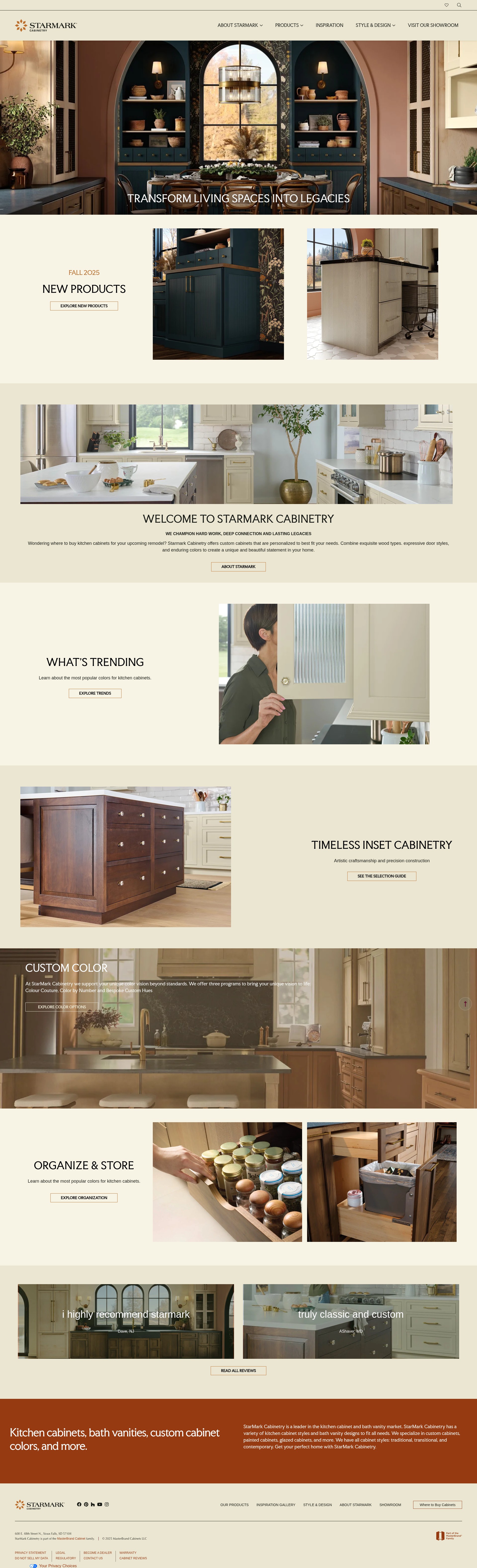 Screenshot of starmarkcabinetry.com