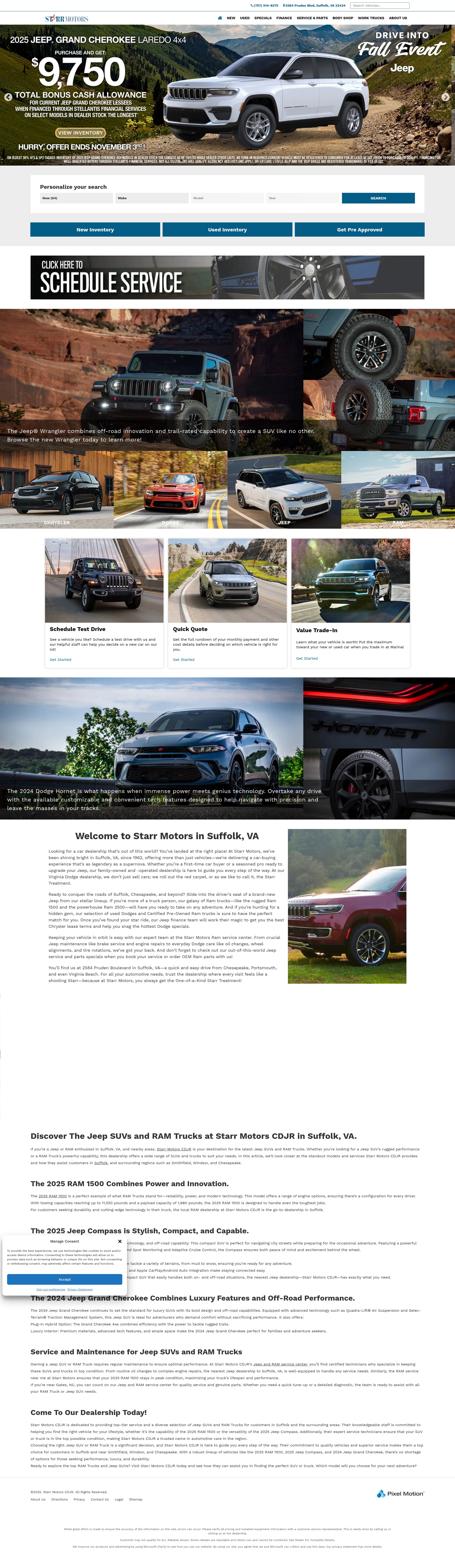 Screenshot of starrmotorschryslerdodgejeep.com