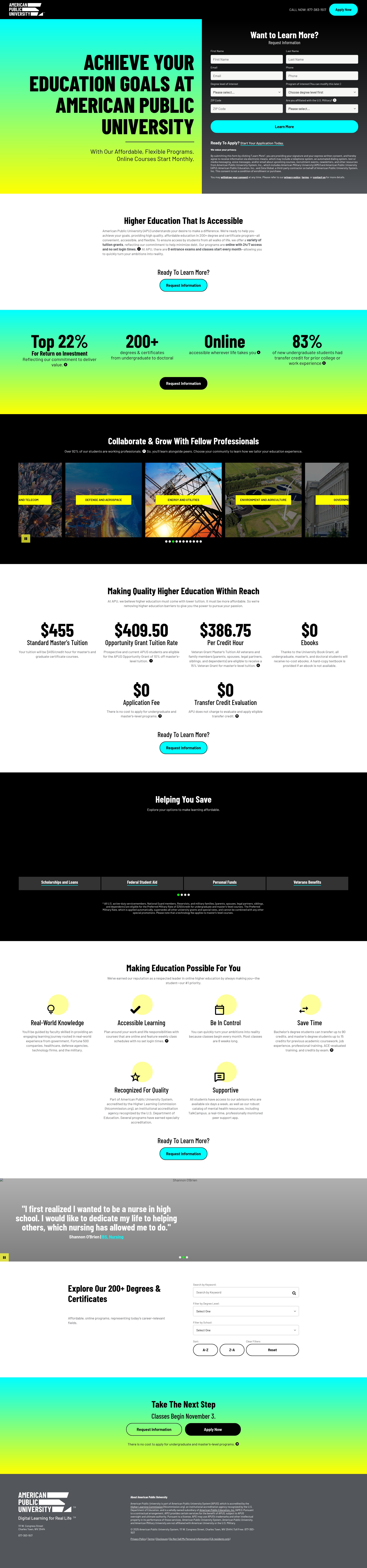 Screenshot of start.apu.apus.edu