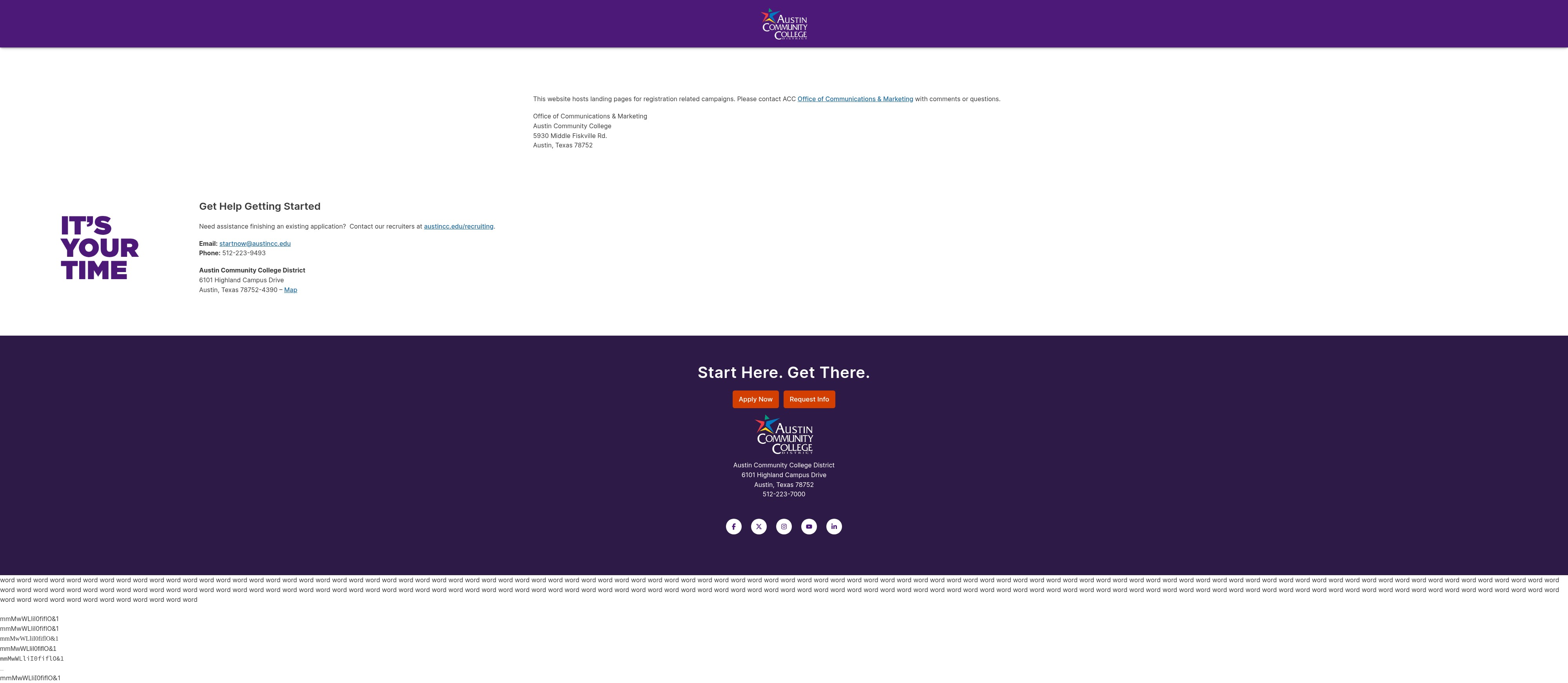 Screenshot of start.austincc.edu