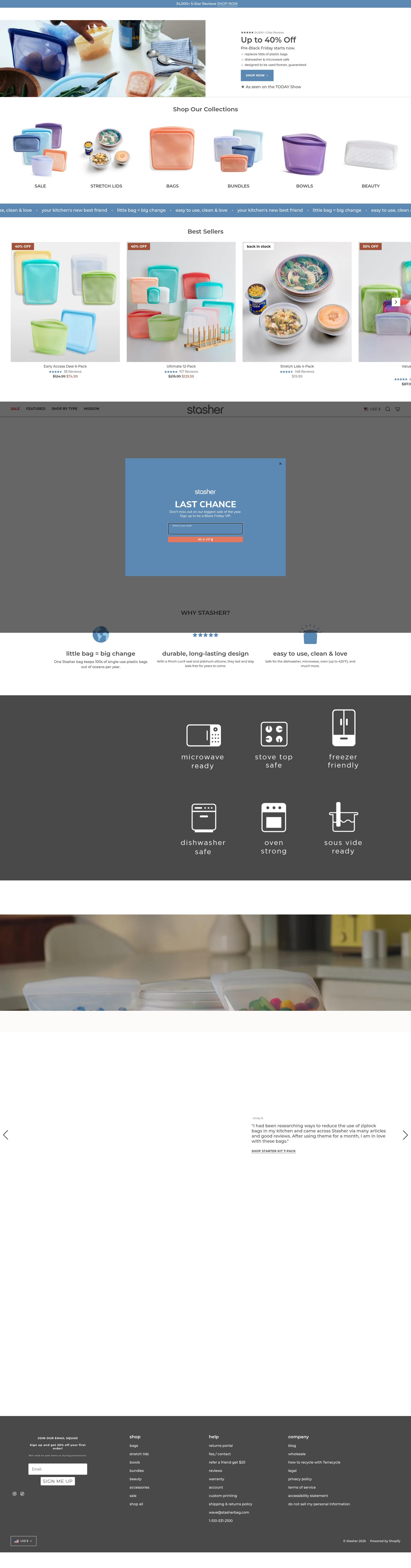 Screenshot of stasherbag.com