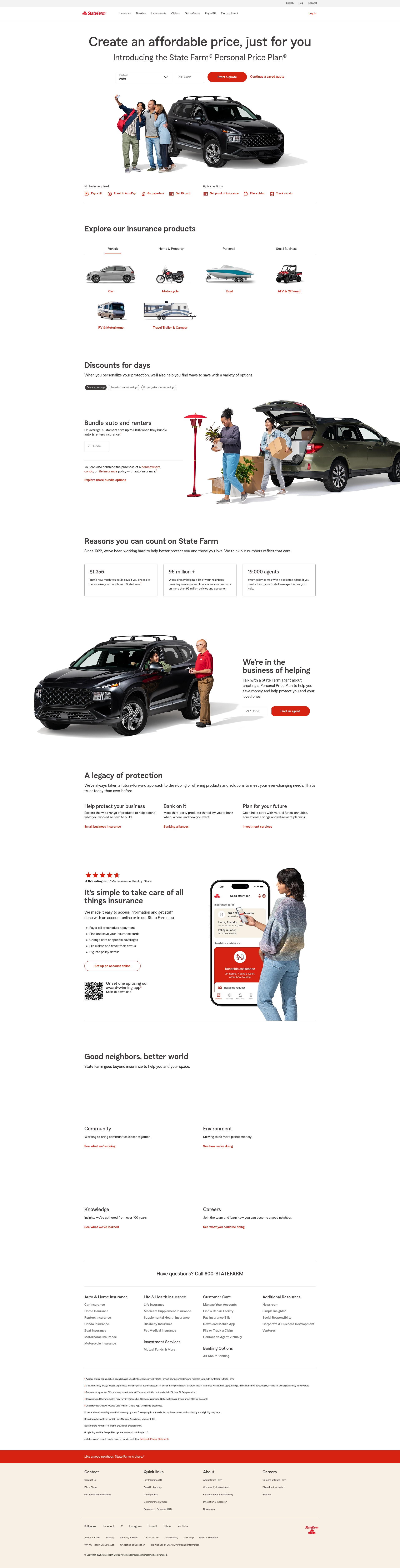 Screenshot of statefarm.com