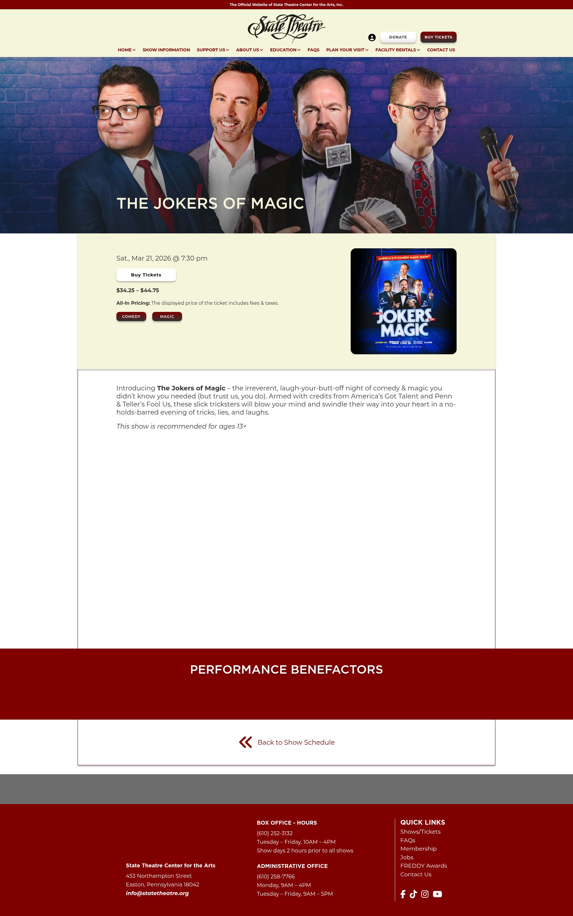 Screenshot of statetheatre.org