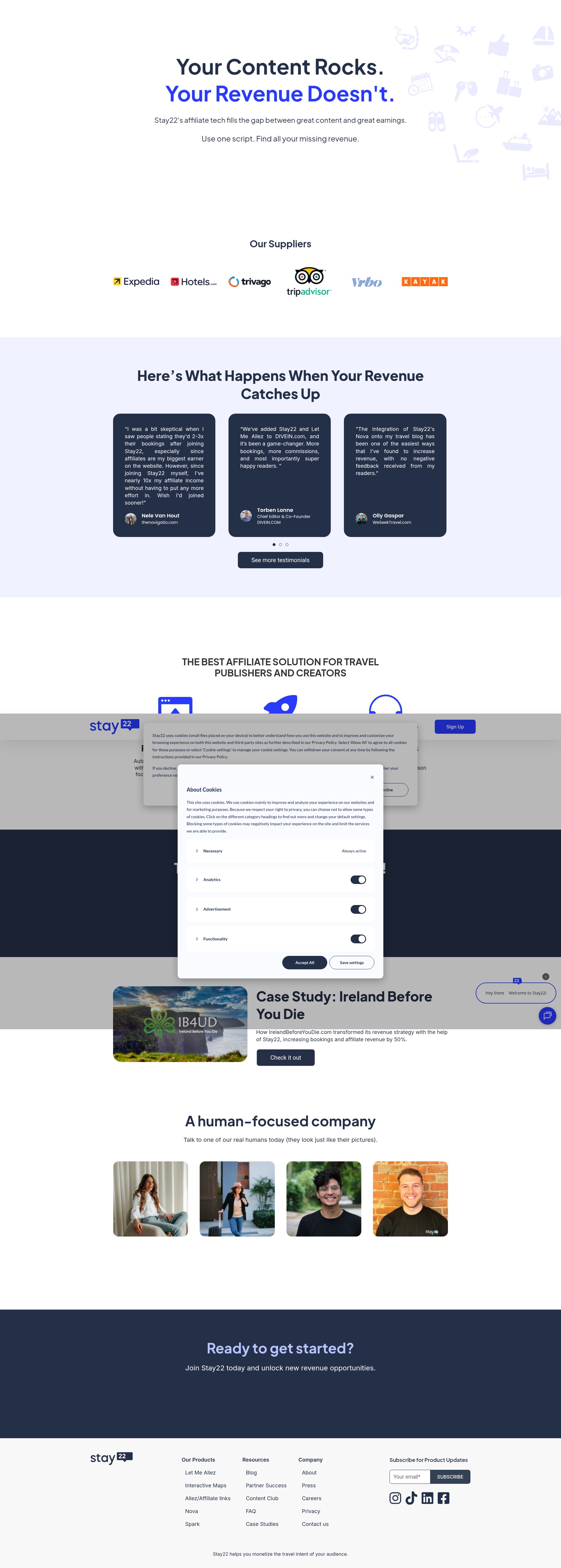 Screenshot of stay22.com