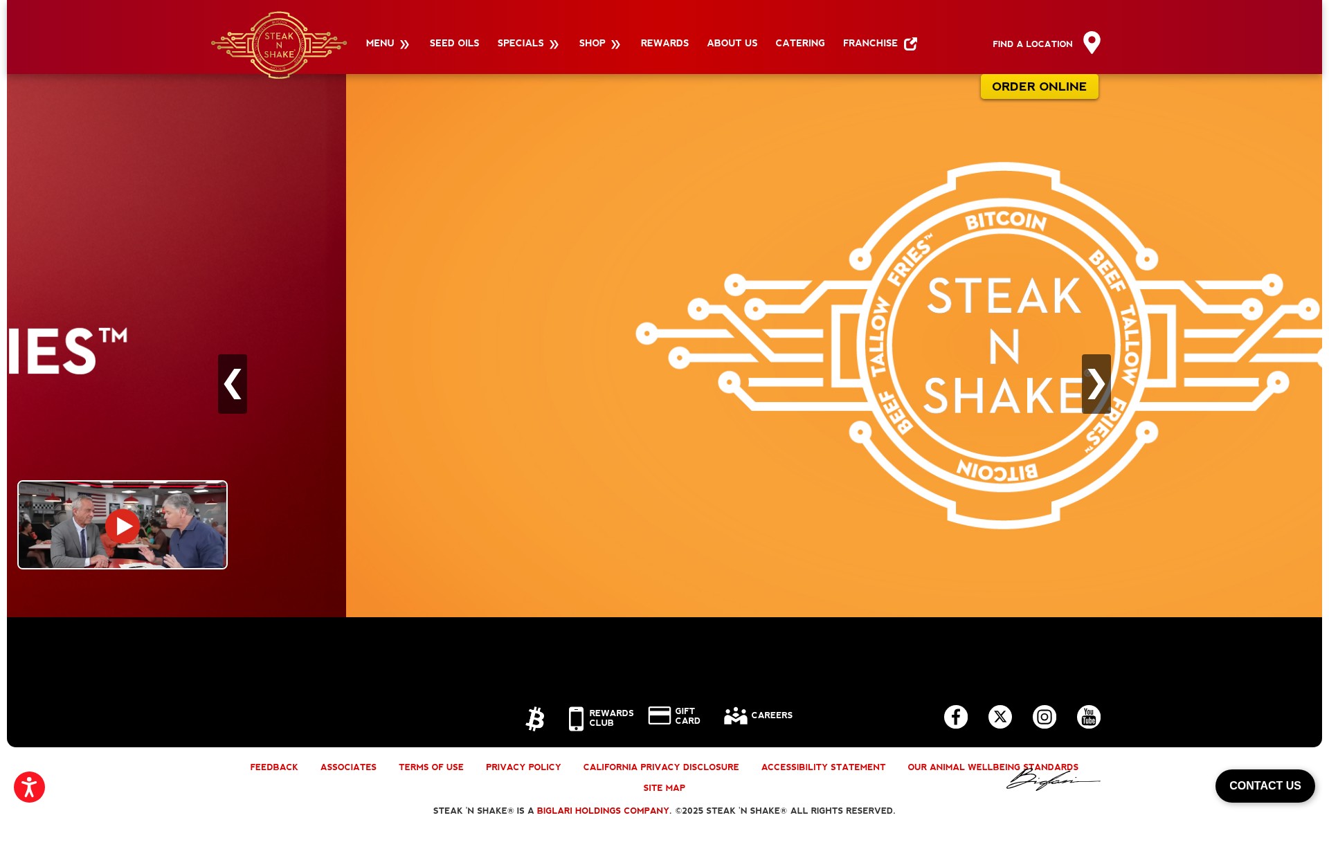 Screenshot of steaknshake.com