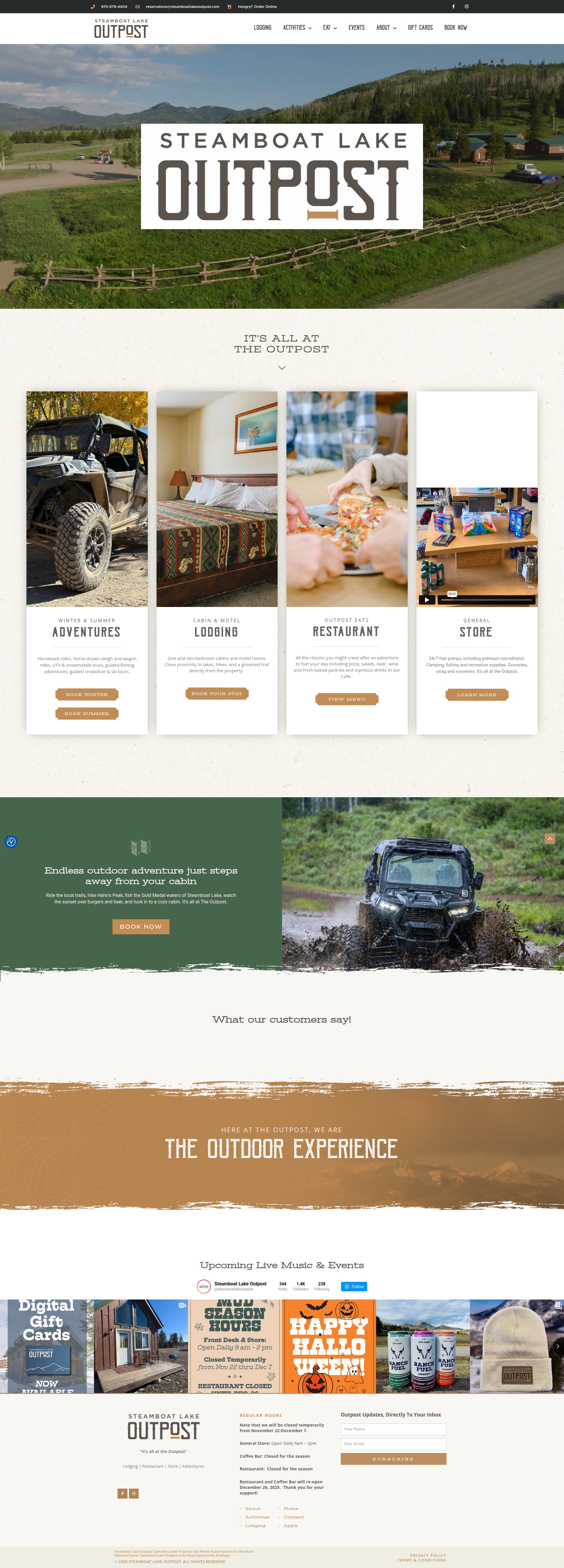 Screenshot of steamboatlakeoutpost.com
