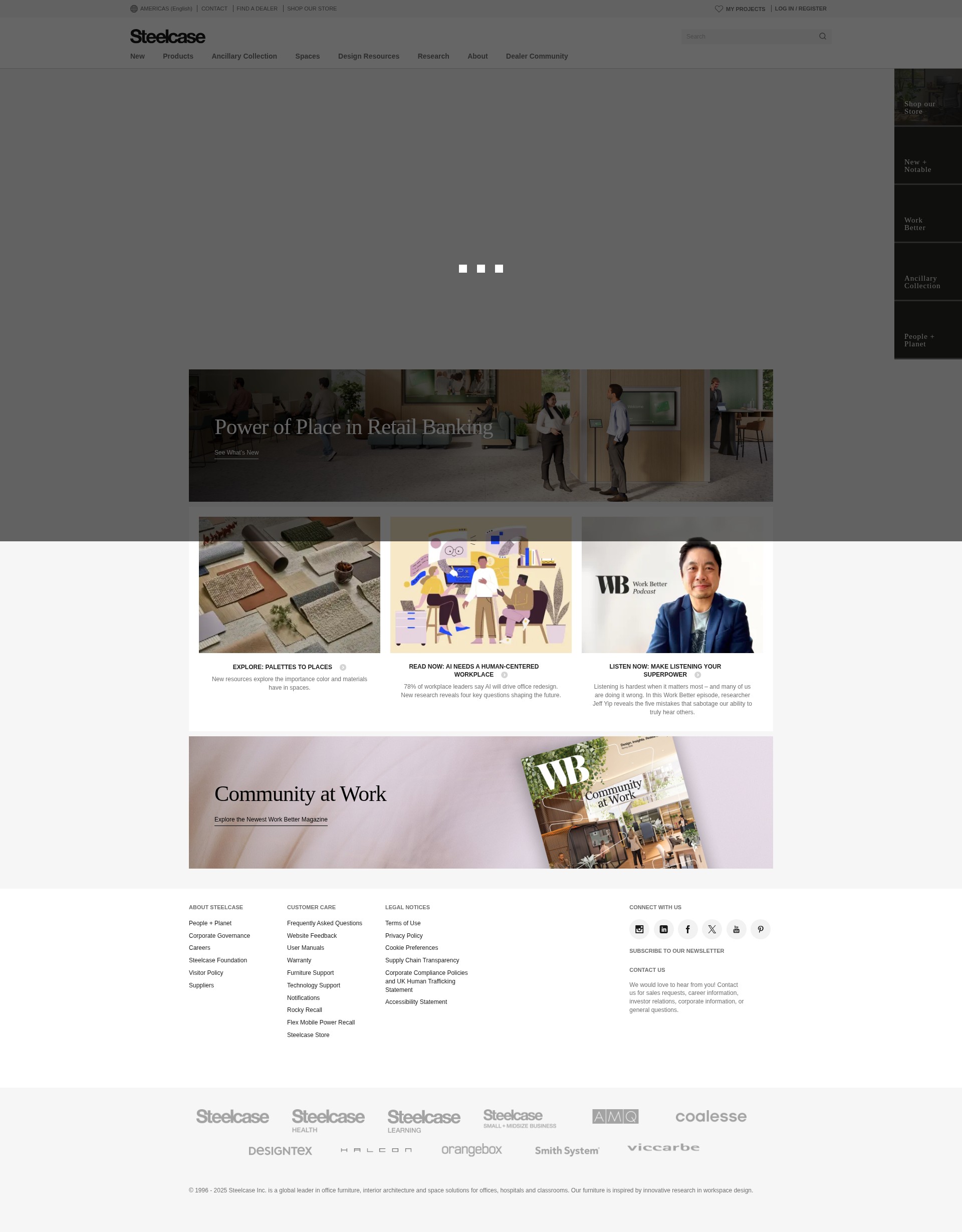 Screenshot of steelcase.com