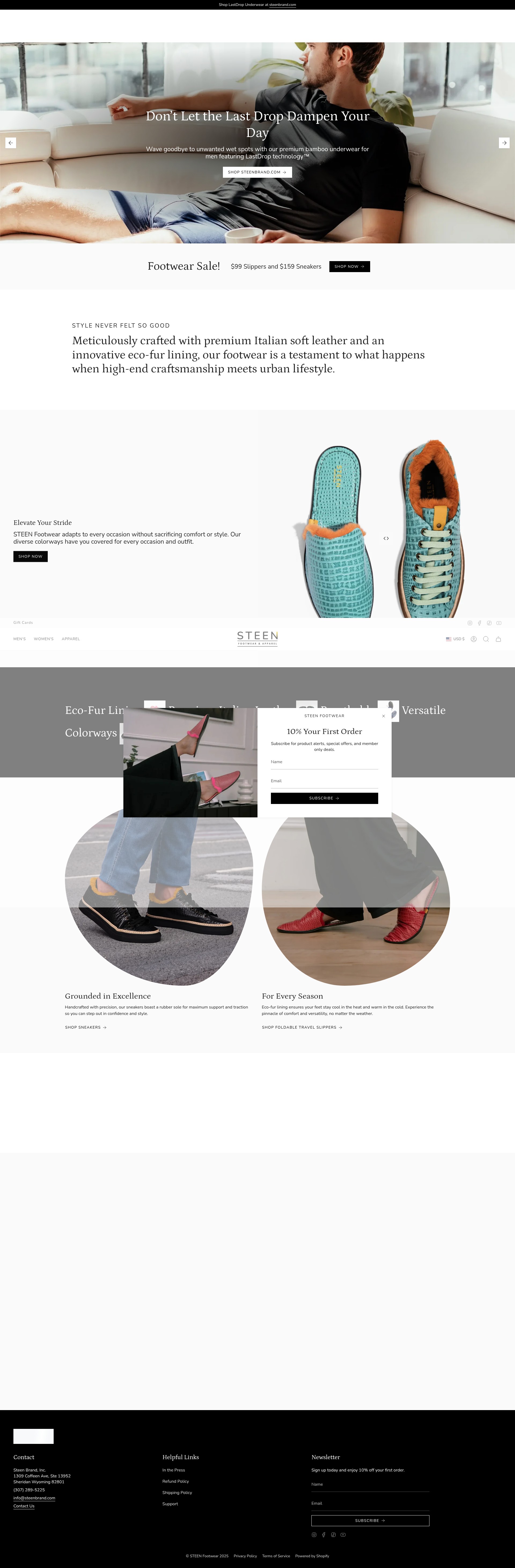 Screenshot of steen-footwear.myshopify.com