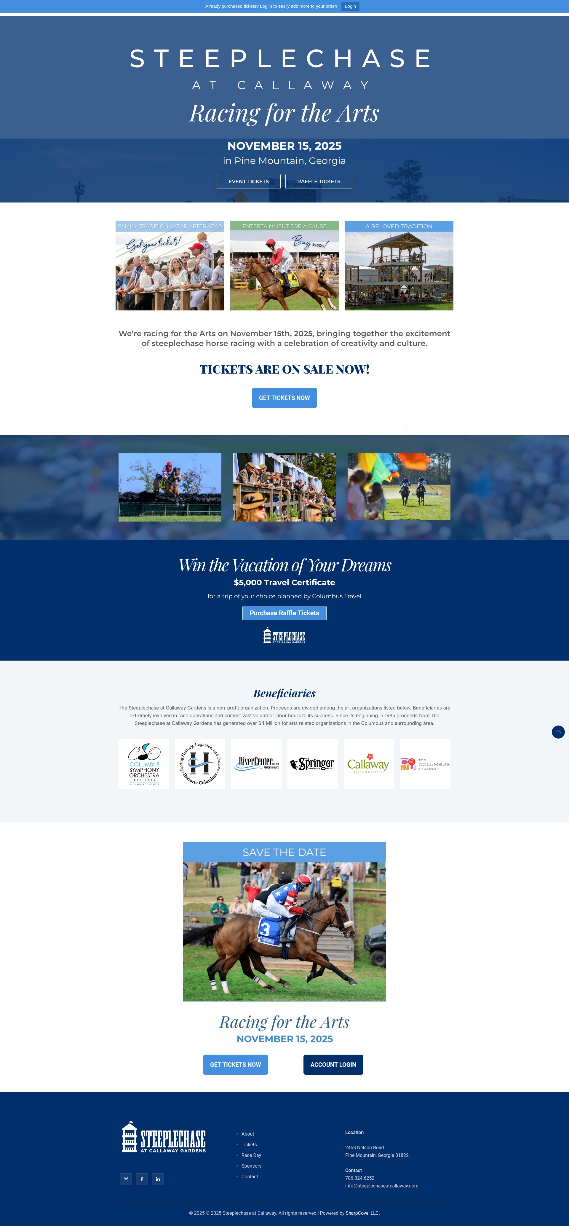 Screenshot of steeplechaseatcallaway.com
