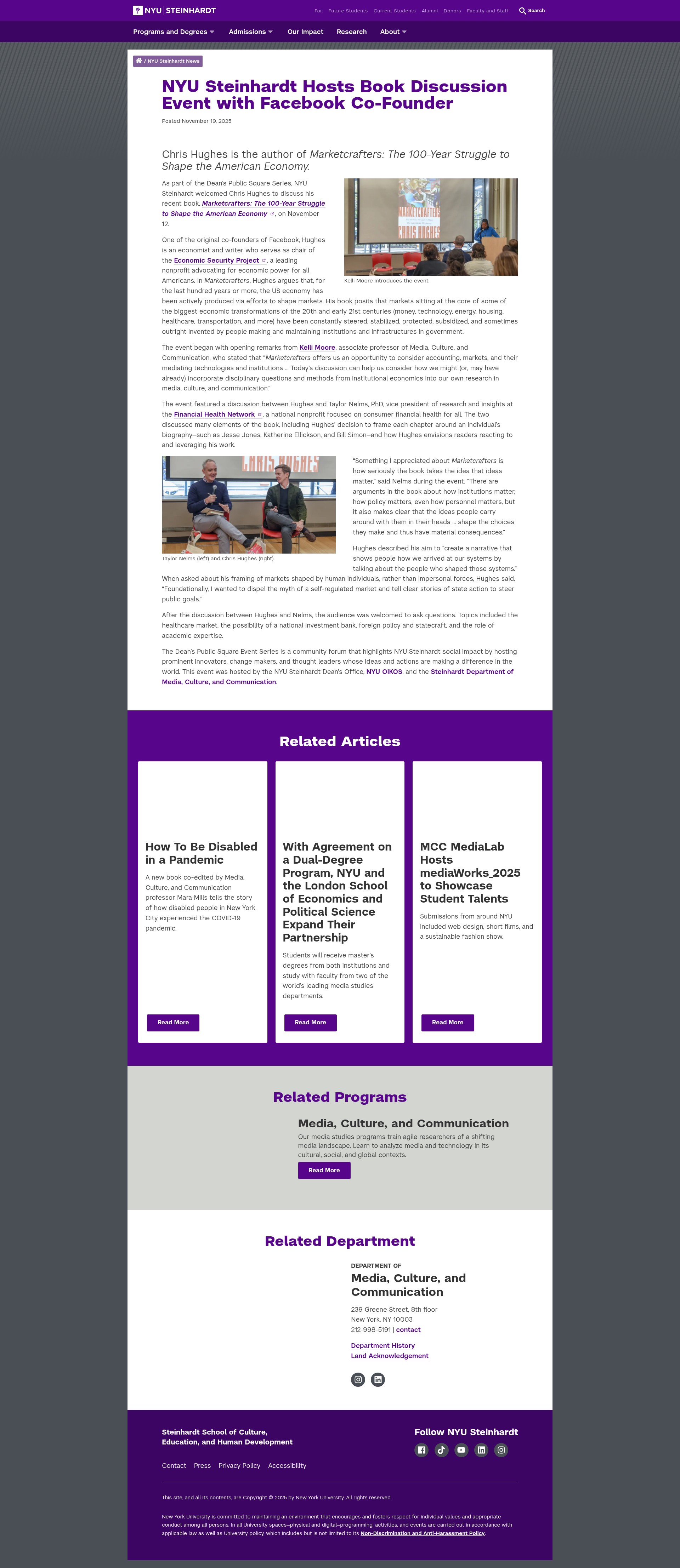Screenshot of steinhardt.nyu.edu