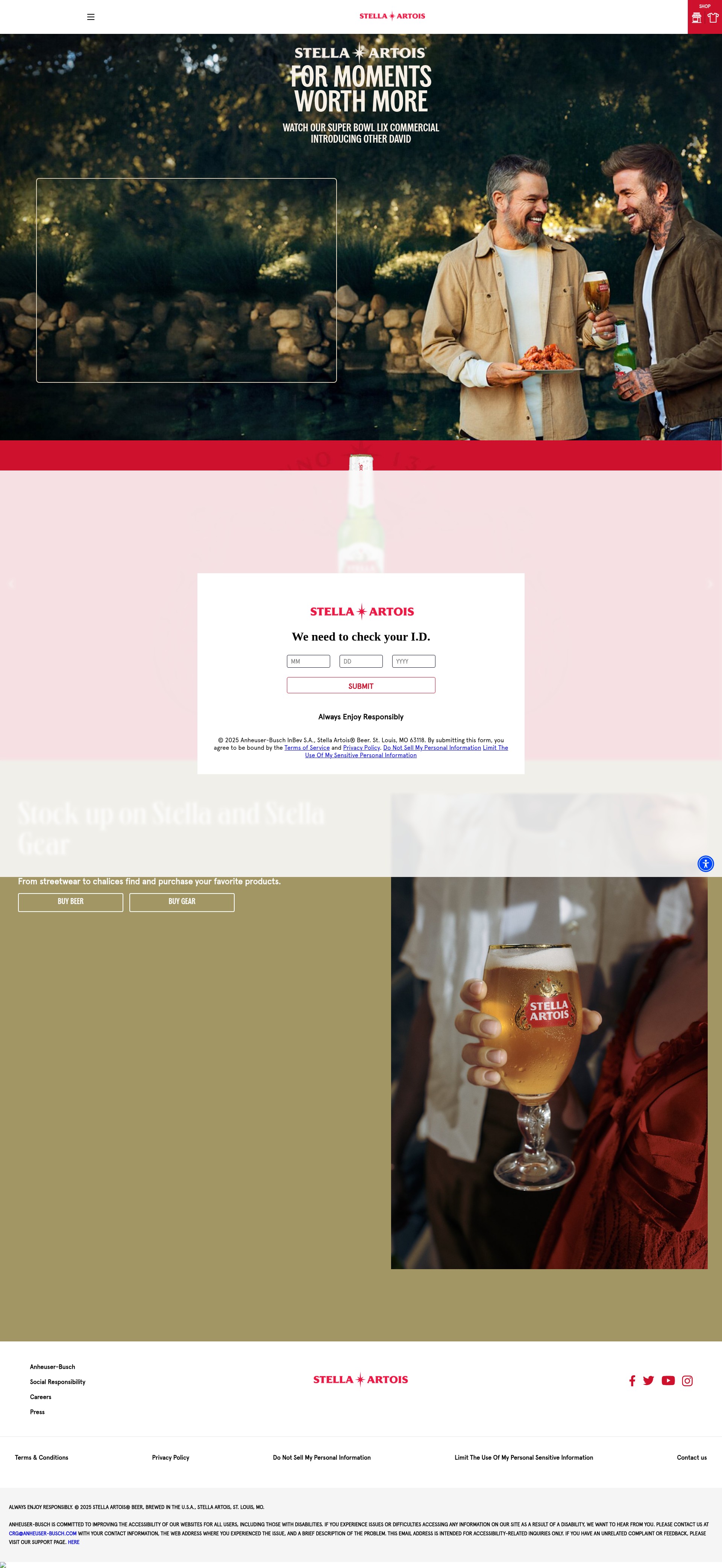 Screenshot of stellaartois.com