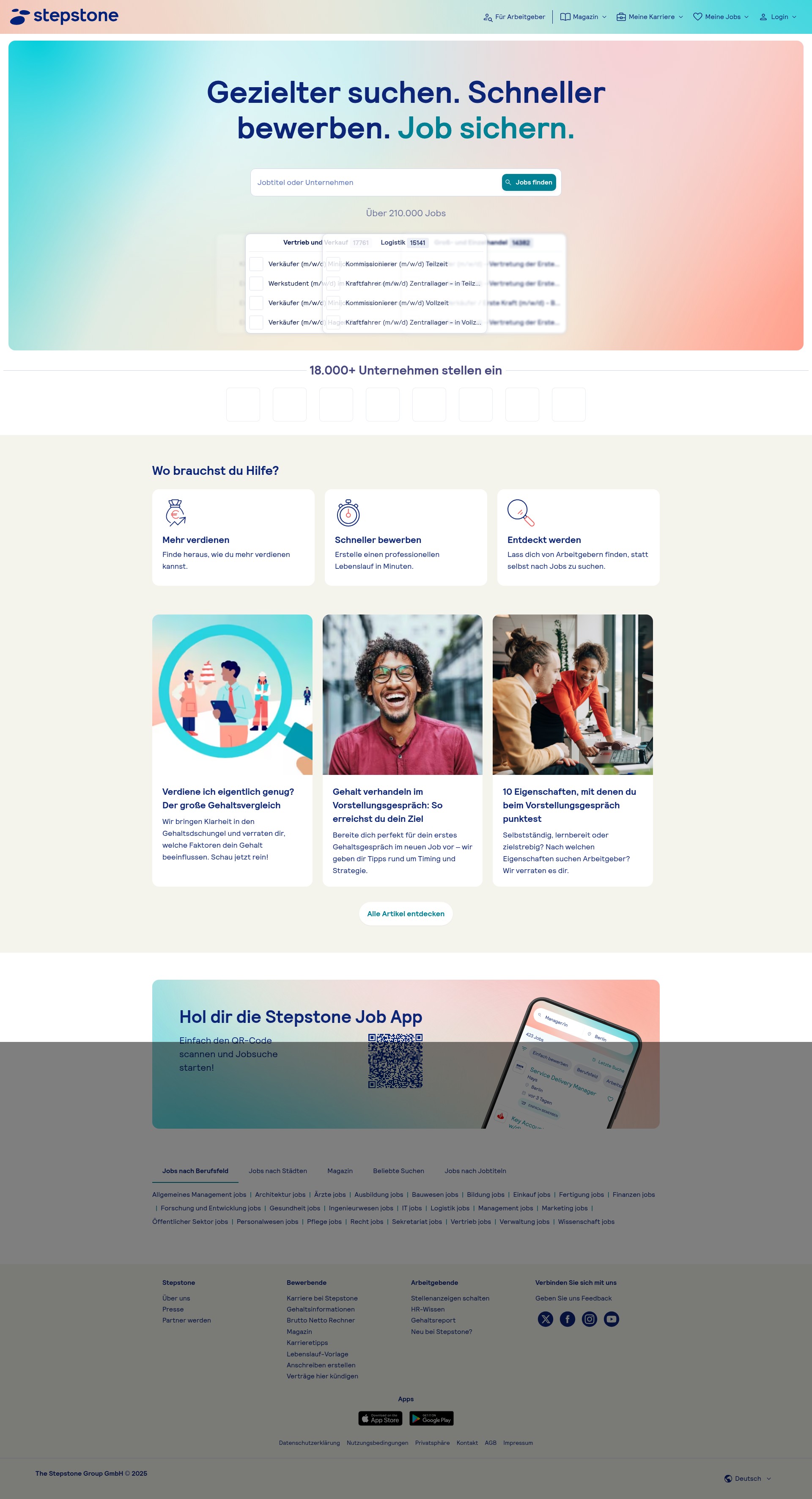 Screenshot of stepstone.de