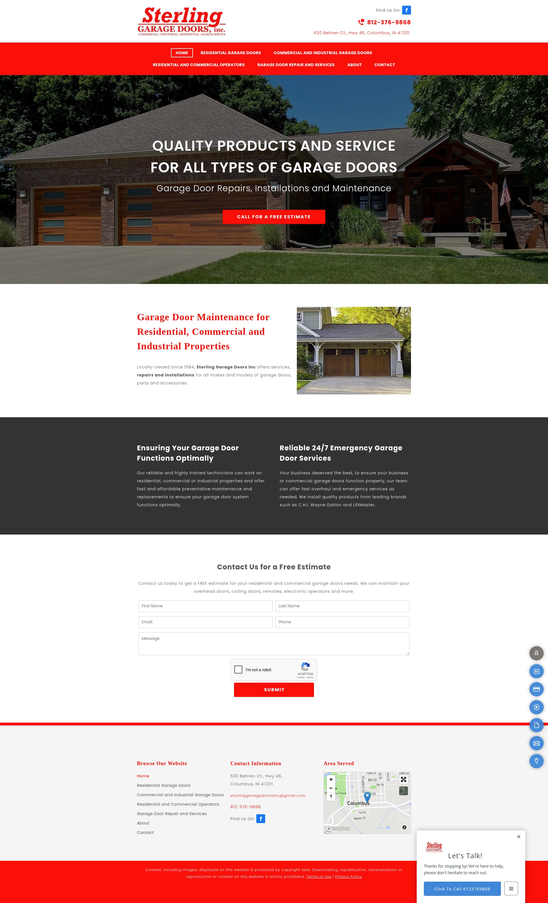Screenshot of sterlinggaragedoorsinc.com